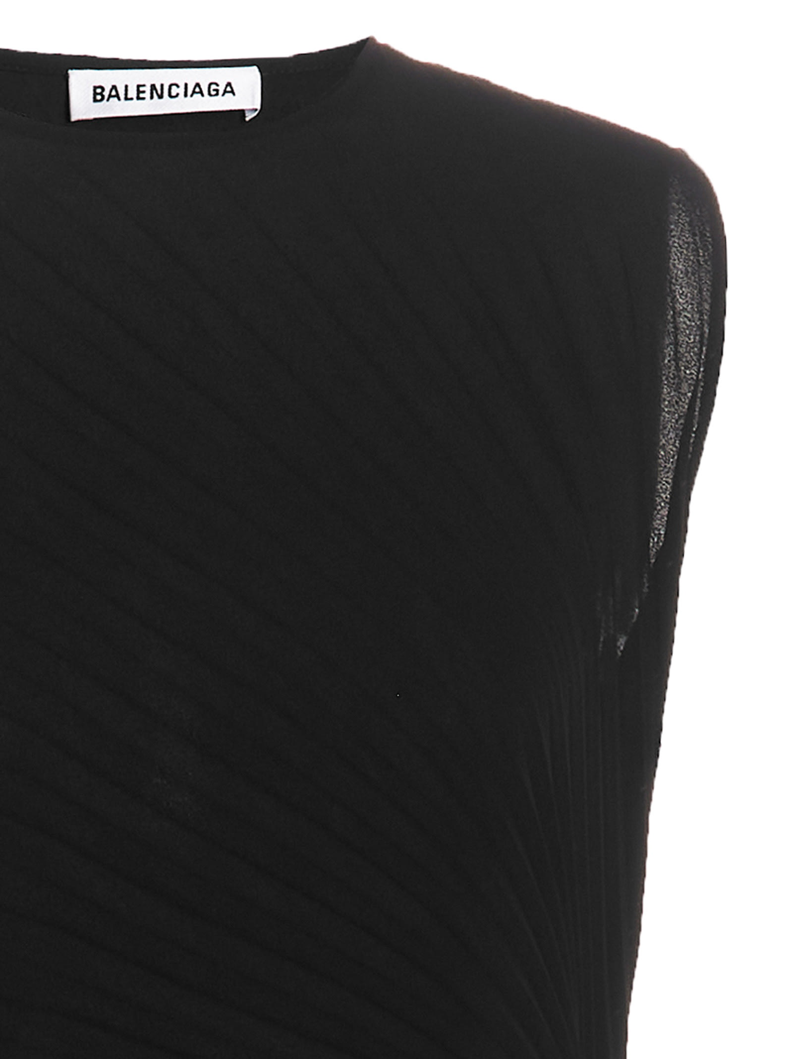 Shop Balenciaga Asymmetrical Pleated Dress In Black