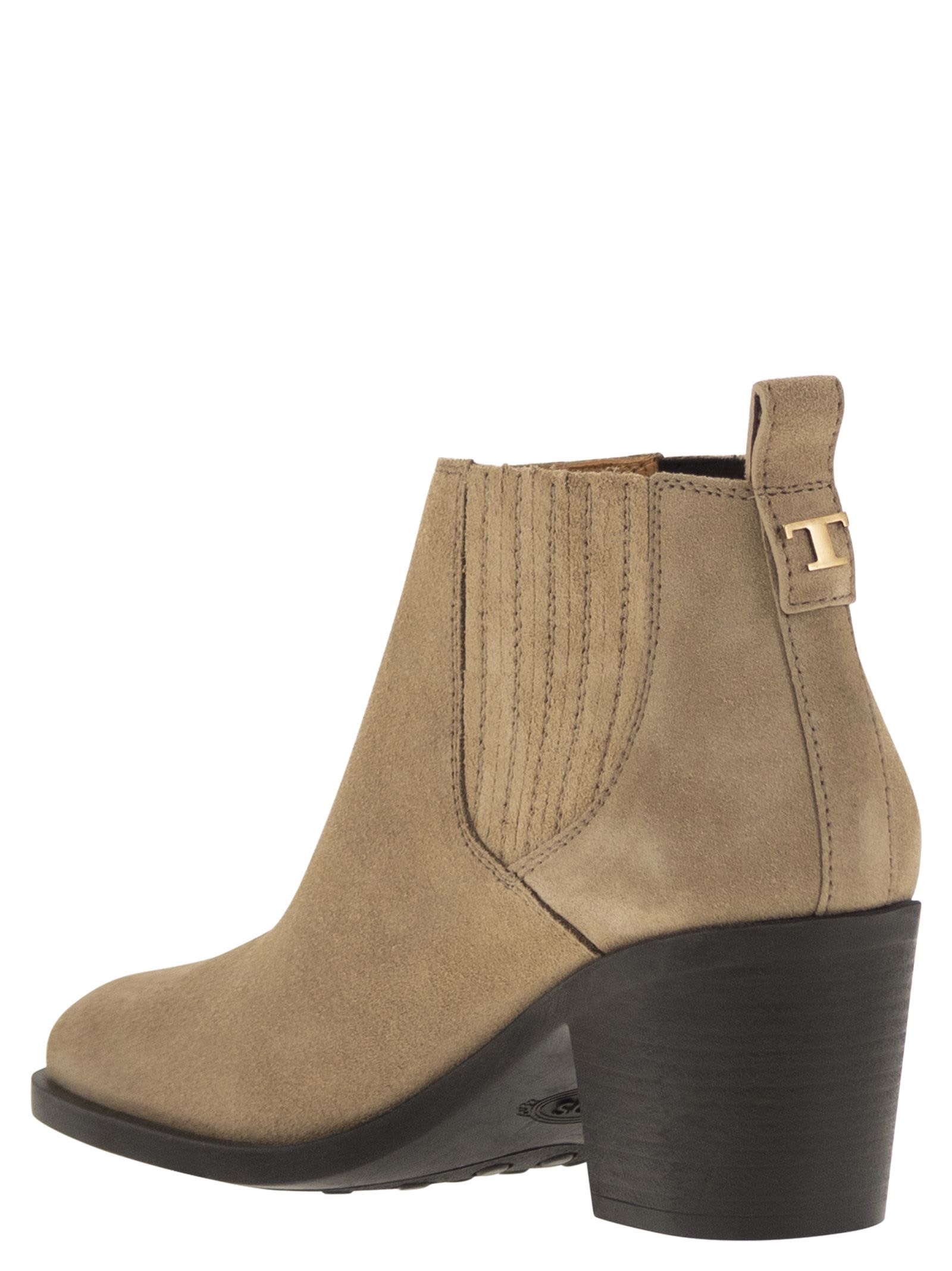 Shop Tod's Suede Boot In Beige