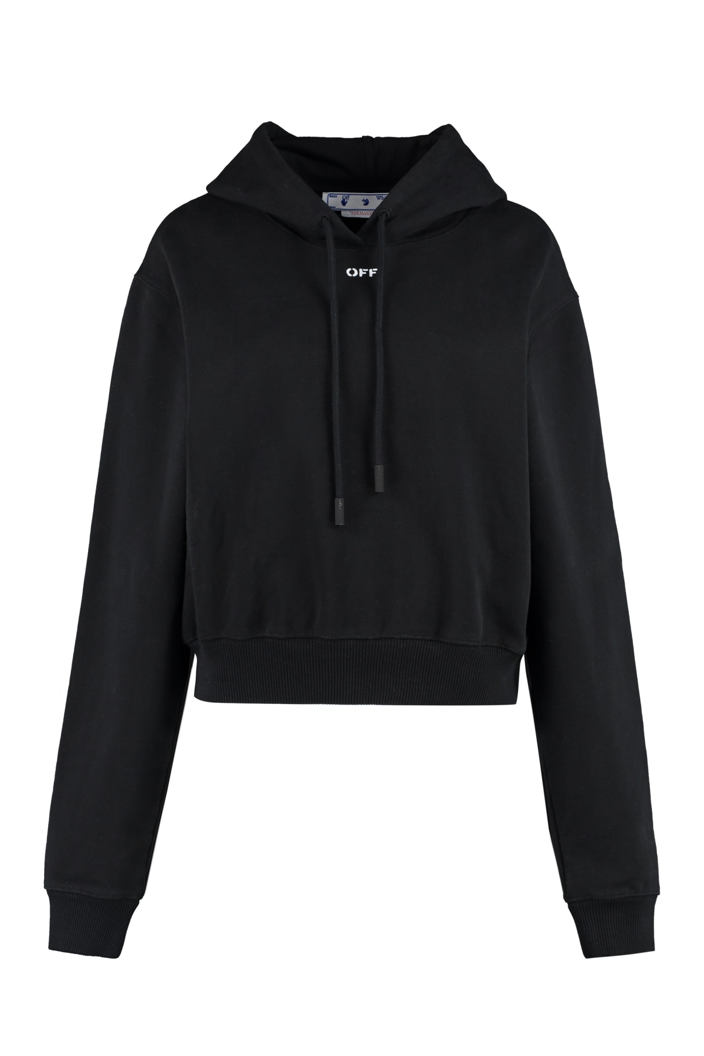 Off-white Cotton Hoodie In Black