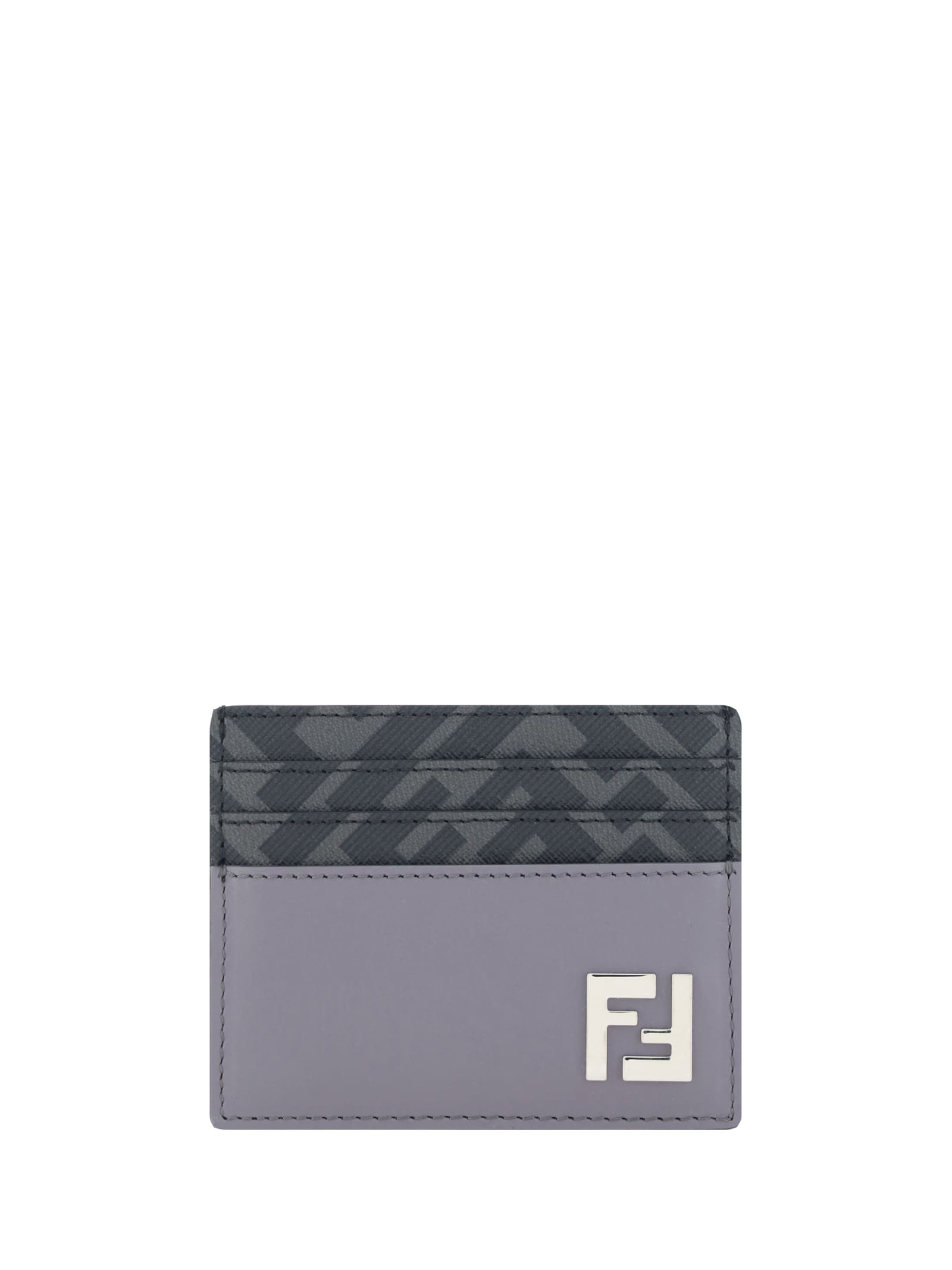 Shop Fendi Card Holder In Acciaio+nero+pal