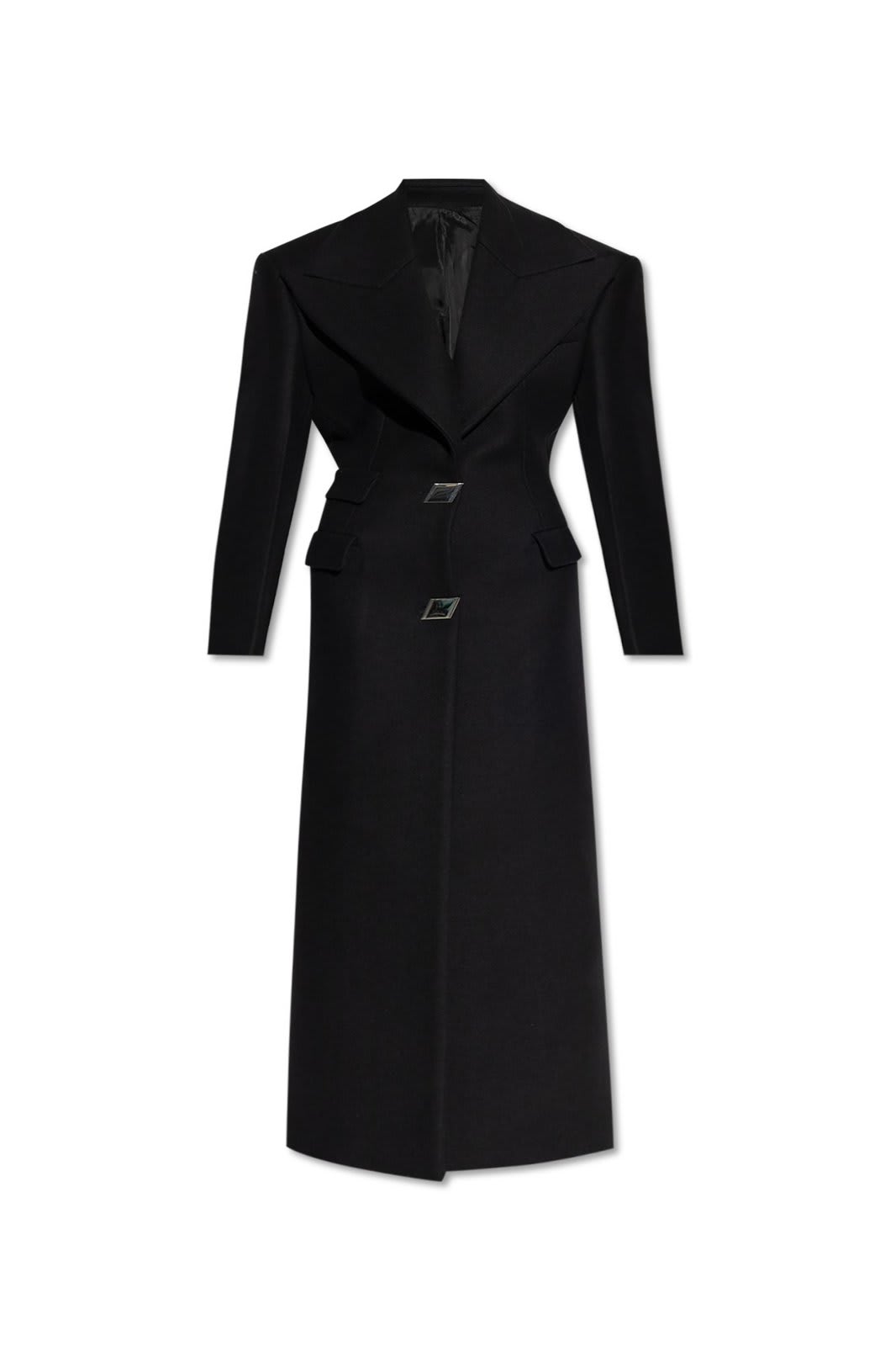 Shop Attico Oversized Long Coat In Black