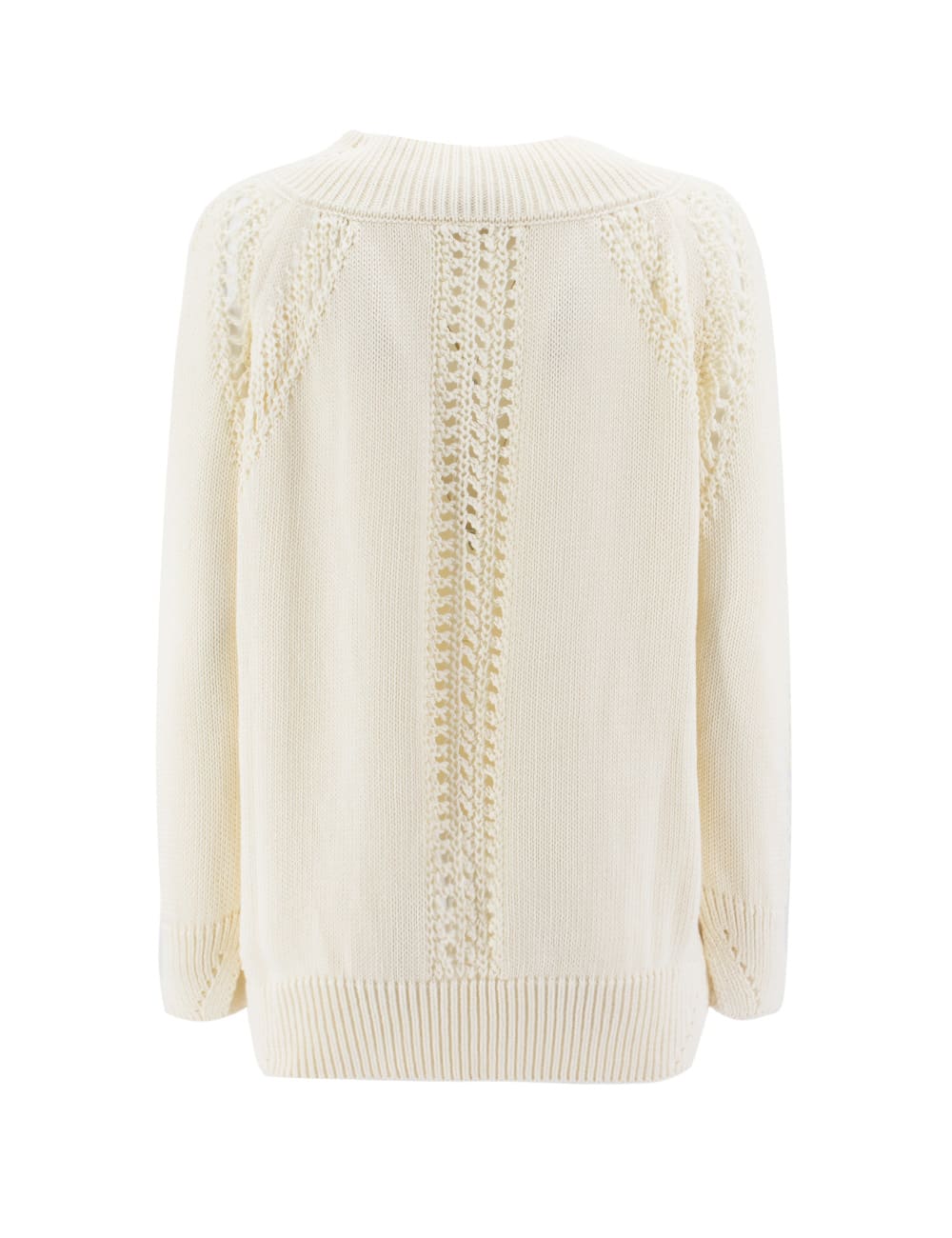 Shop Ermanno Scervino Sweater In Snow White/off White