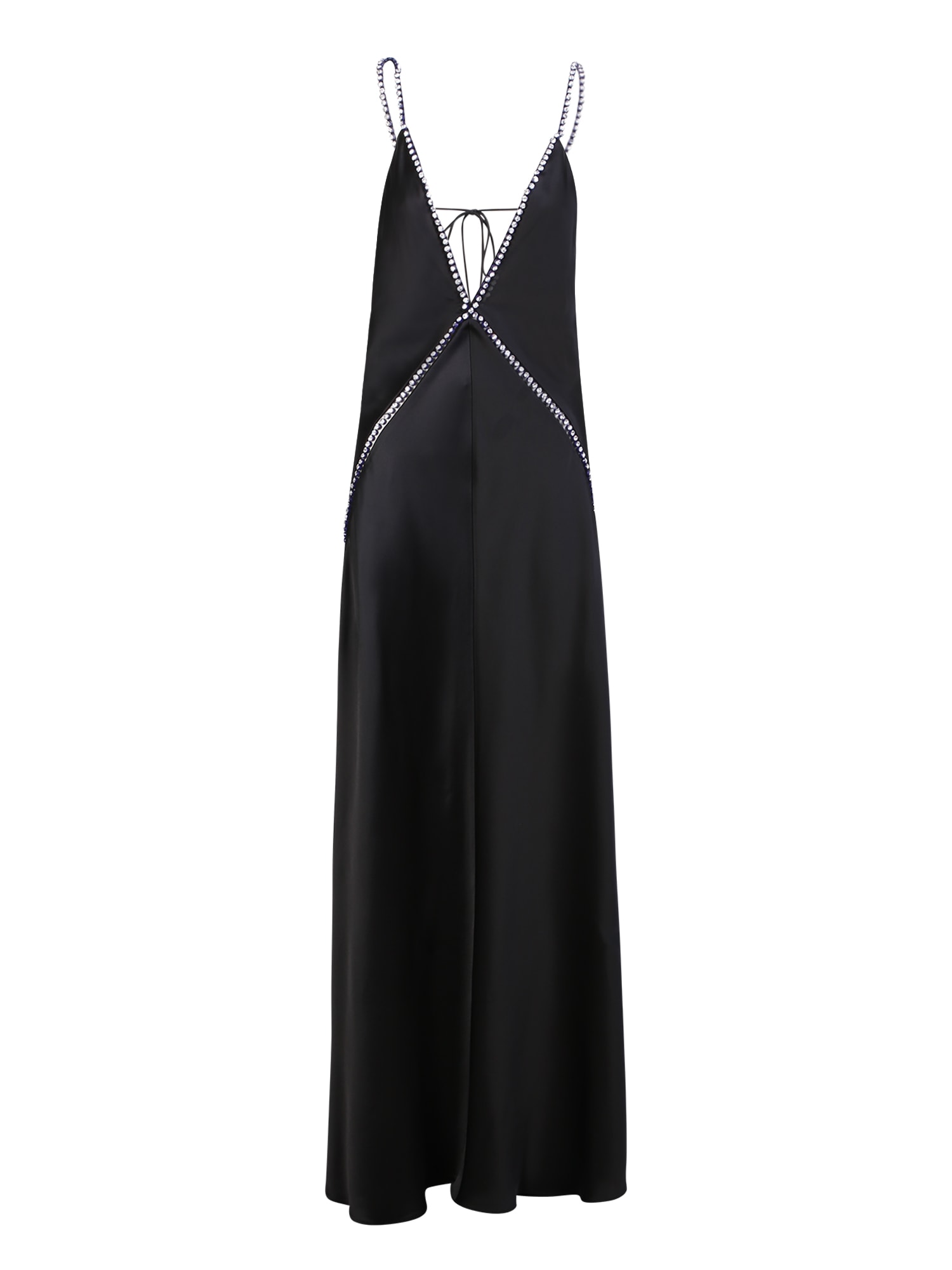 Stella Mccartney Crystal Frame Double Satin A-line Maxi Dress In Black