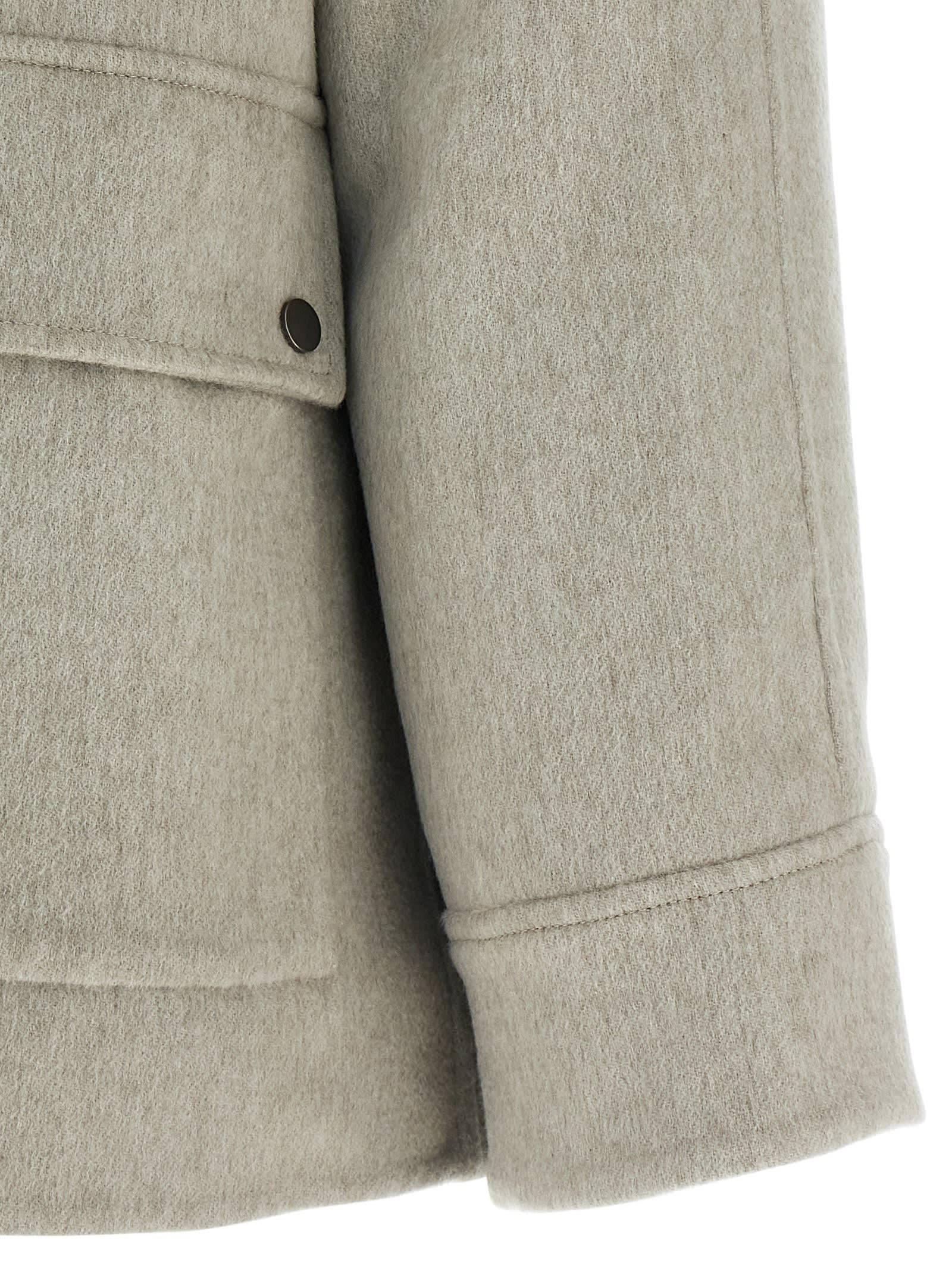 Brunello Cucinelli Sheepskin Insert Jacket In Sand