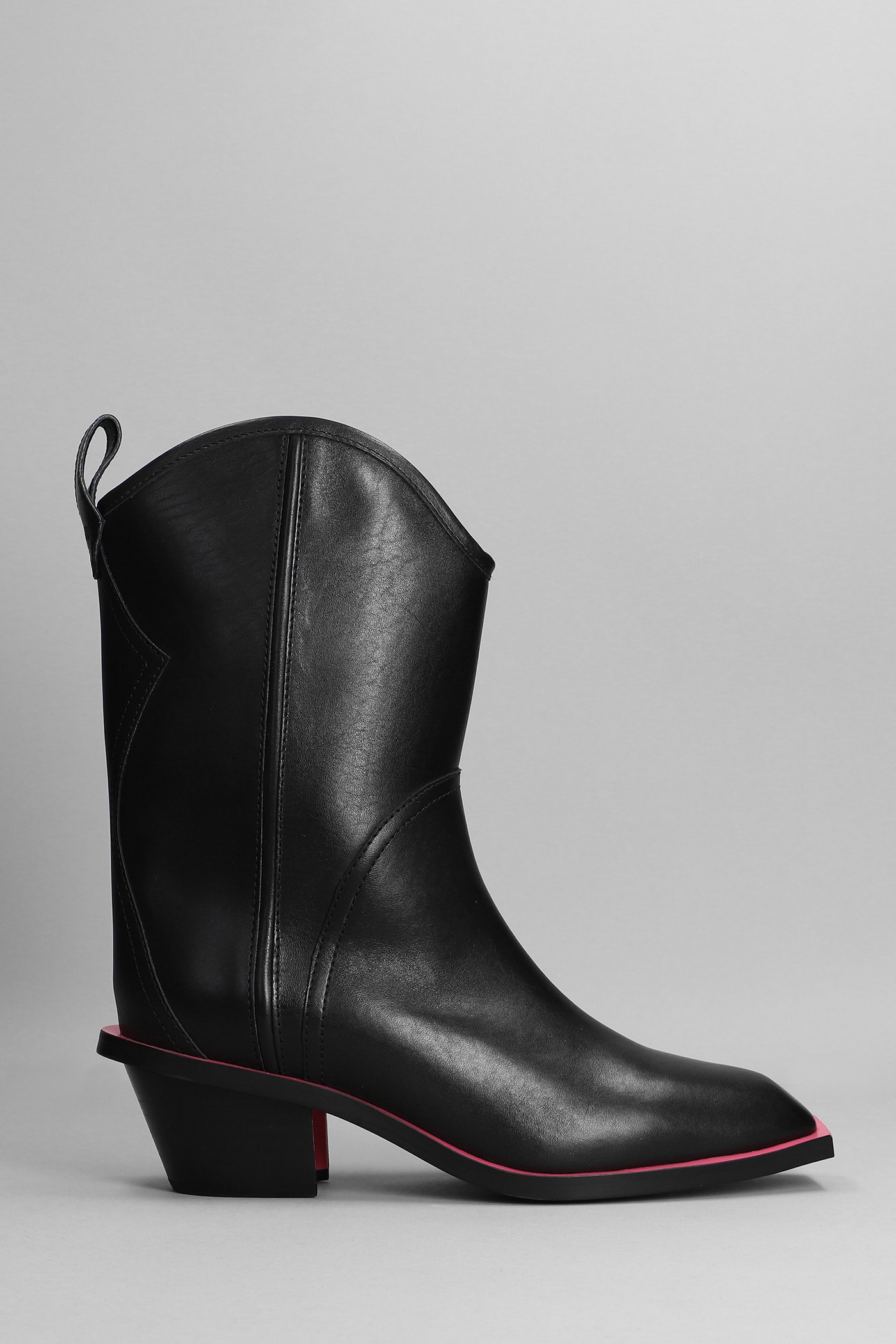 MSGM Texan Ankle Boots In Black Leather
