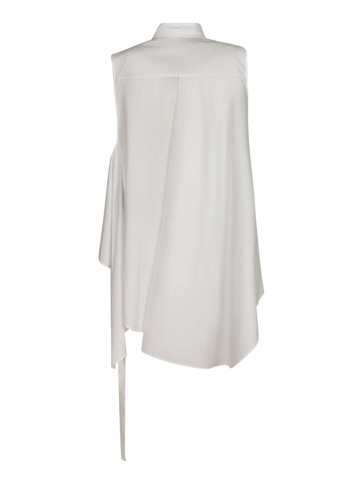 Ann Demeulemeester Asymmetric Sleeveless Shirt In Bianco