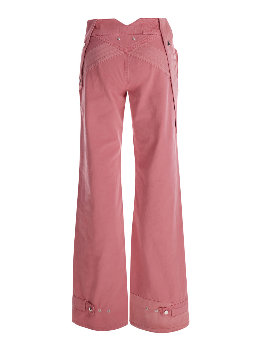 Shop Blumarine Pink Cargo Trousers With Satin Inserts In Cotton Woman
