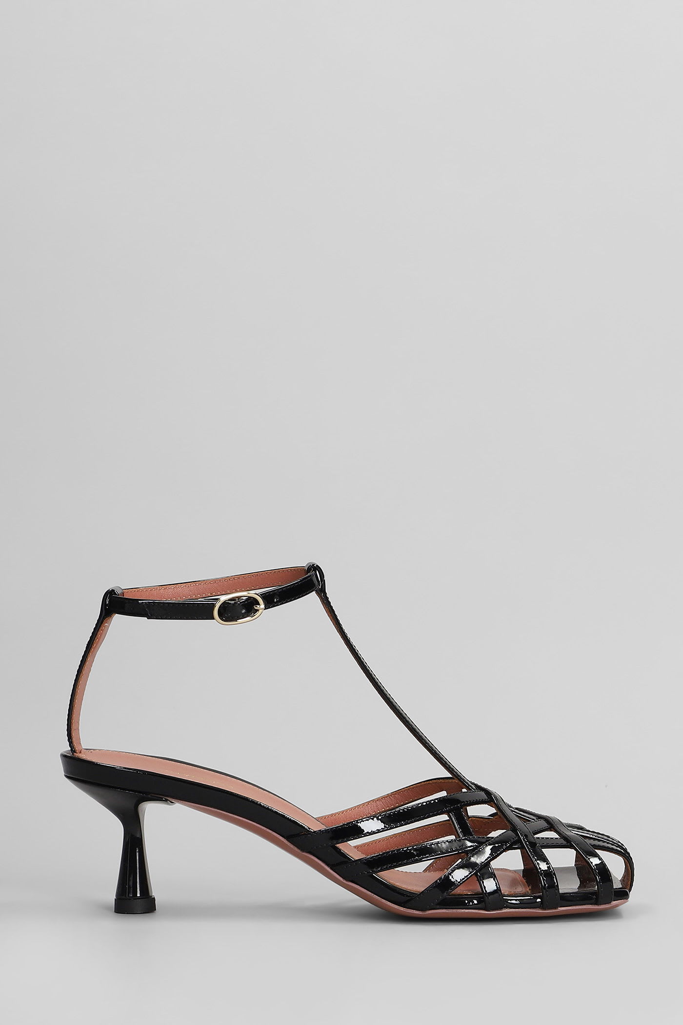 Aldo Castagna Manila Sandals In Black Patent Leather In Multi