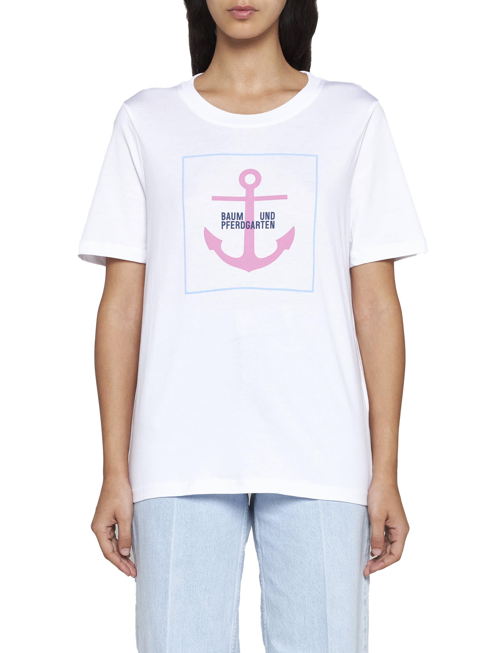 Shop Baum Und Pferdgarten T-shirt In White Pink Anchor