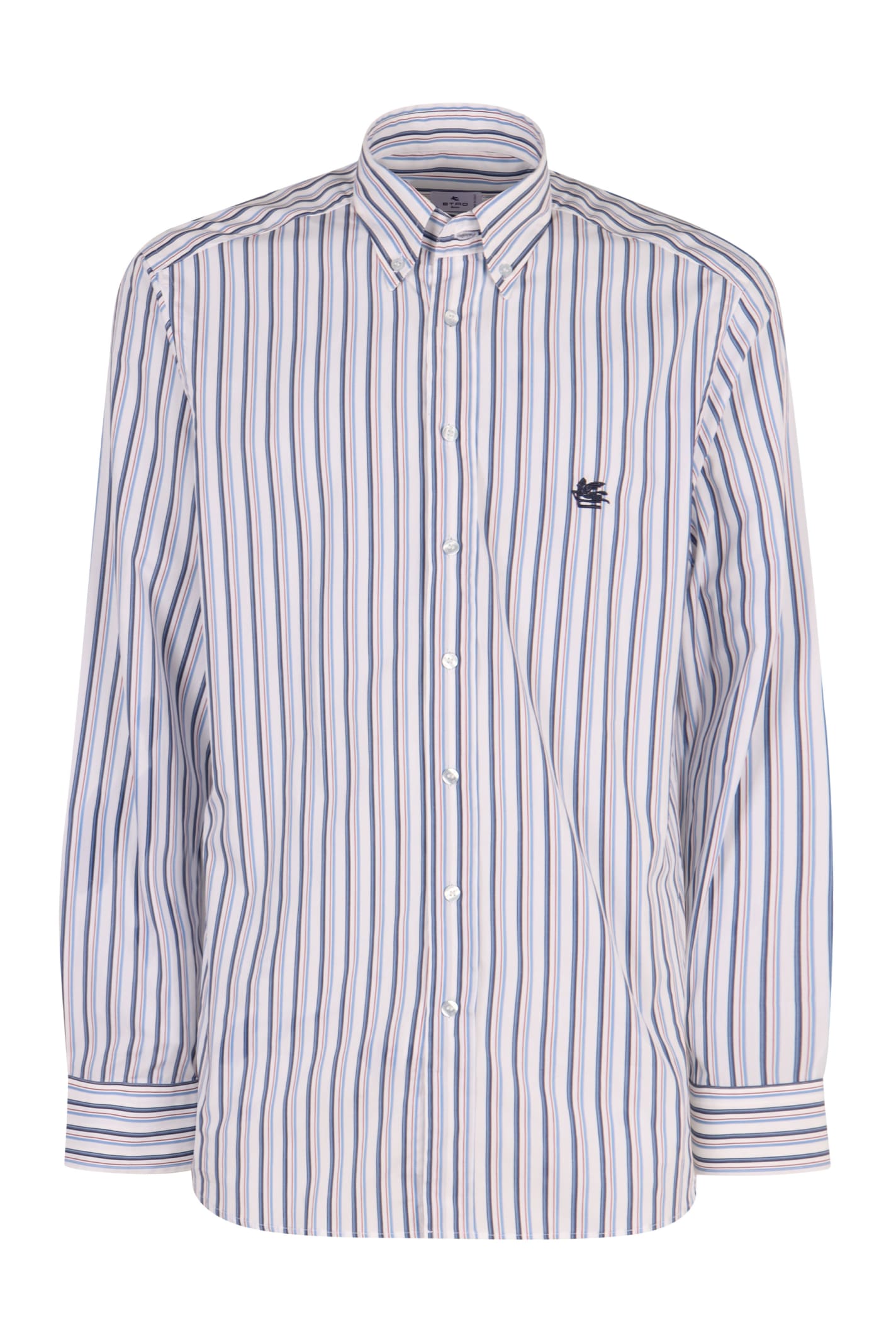 Shop Etro Button-down Collar Cotton Shirt In Multicolor