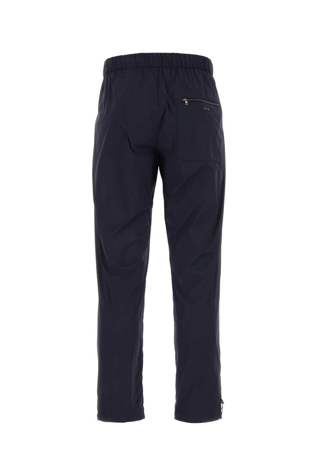 Shop Herno Mid-rise Tapered Drawstring Trousers In Blue