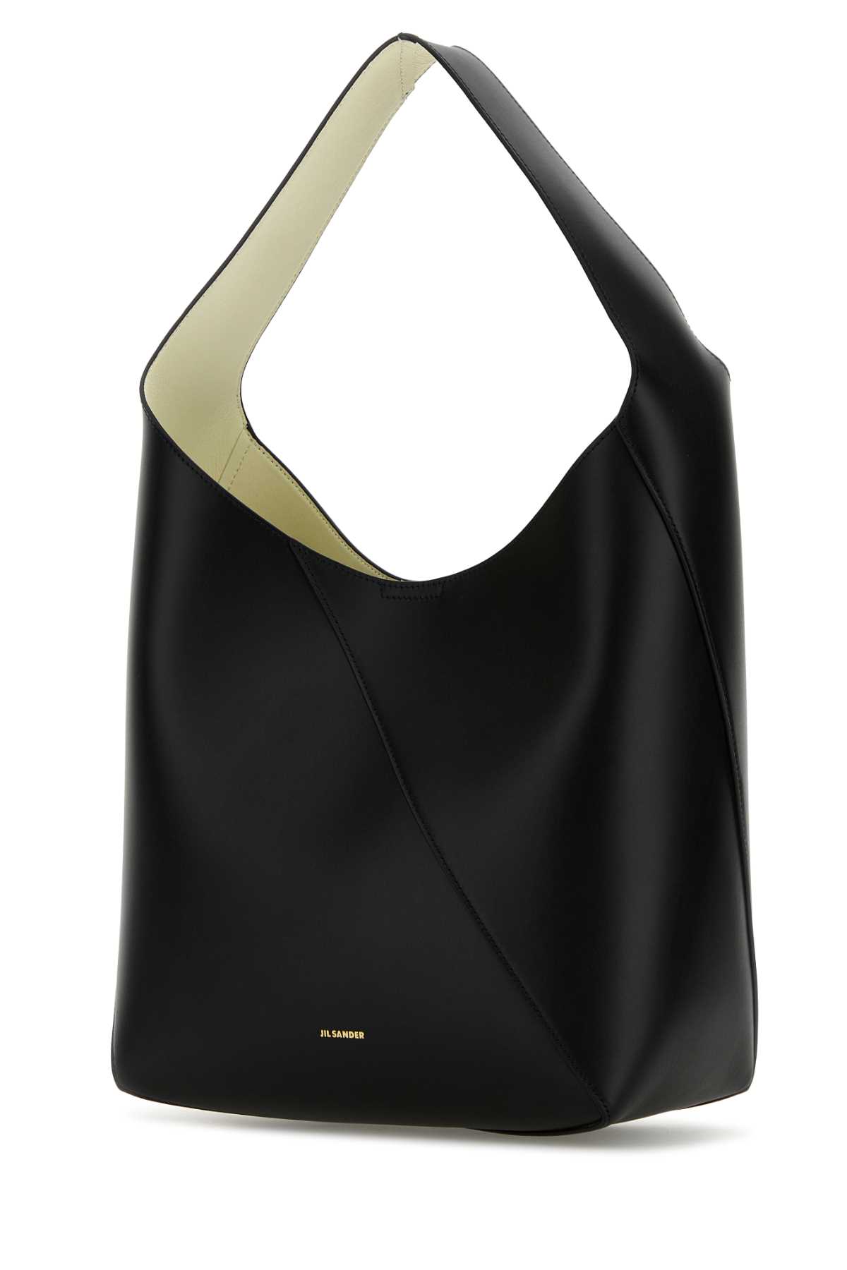 Shop Jil Sander Black Leather Medium Vertigo Shoulder Bag