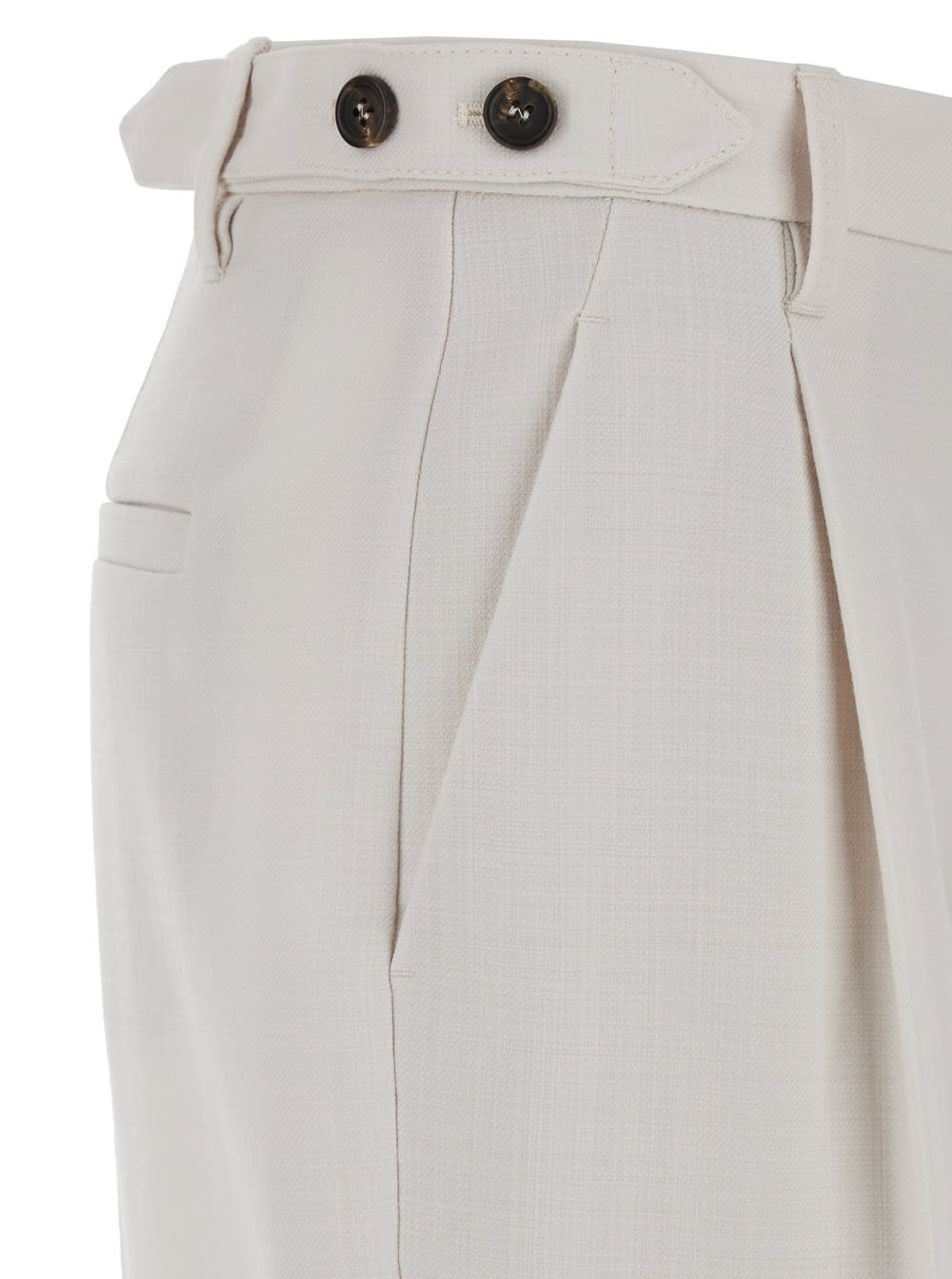 Shop Brunello Cucinelli Whitepants With Belt Loops In Wool Woman