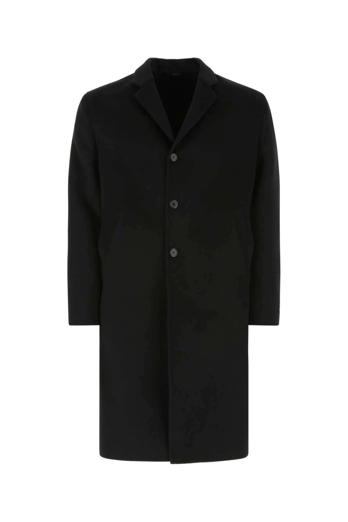 Shop Prada Black Wool Blend Coat In F0002