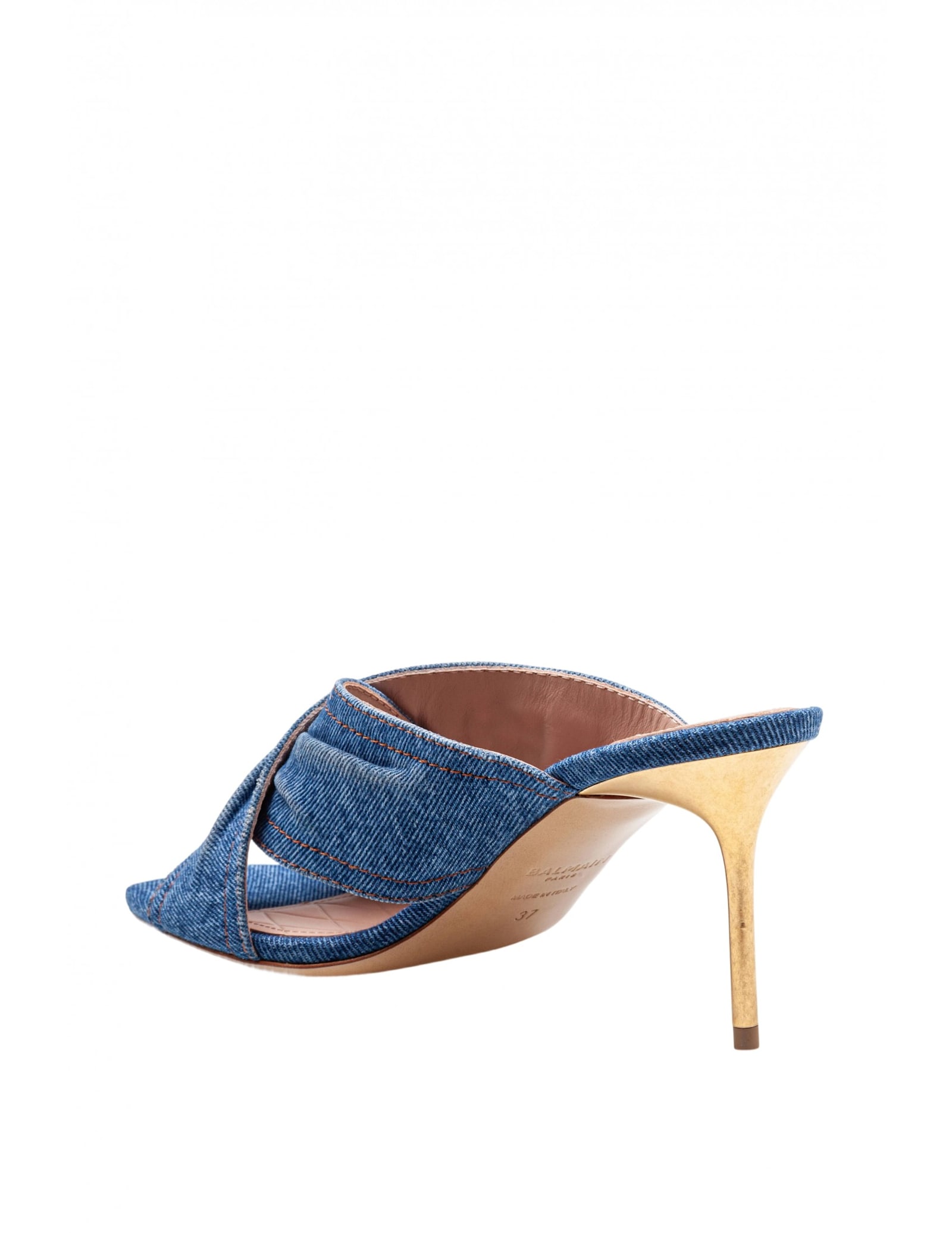 Balmain Square-headed High-heeled Sandals In Blue/yellow