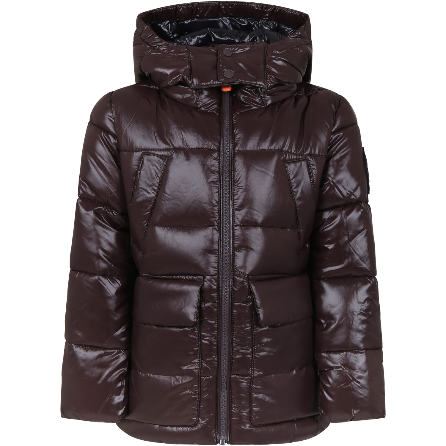 Save The Duck Kids' Brown Jacket For Boy With Logo