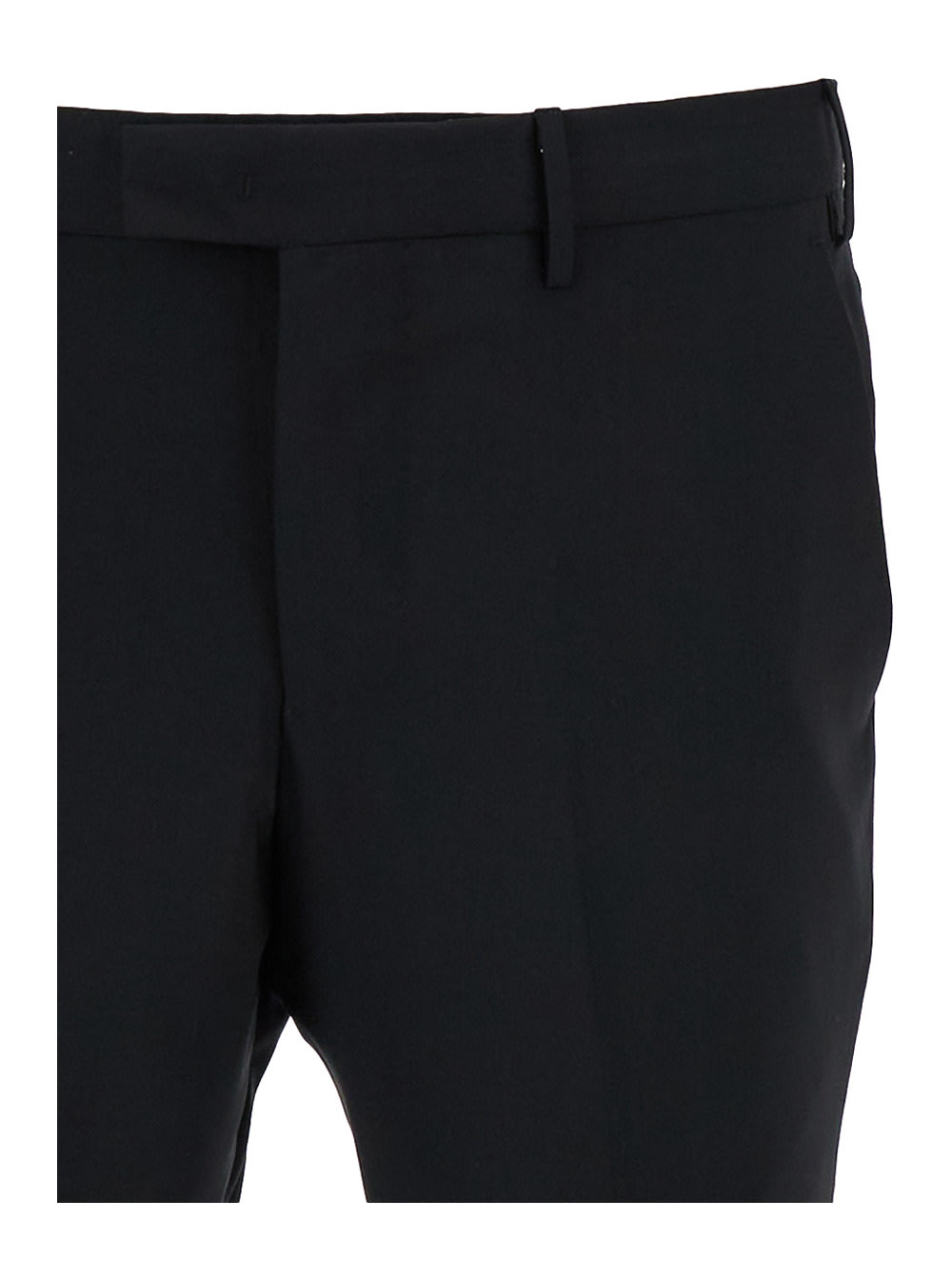 Shop Pt01 Black Slim Trousers In Wool Blend Man