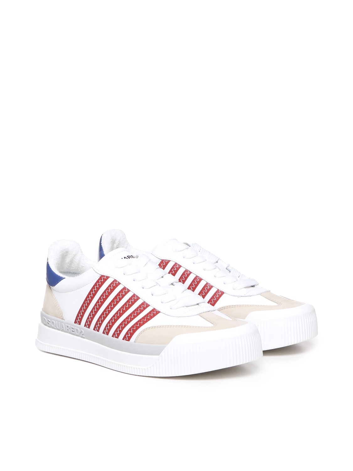 Shop Dsquared2 Sneakers In Calfskin In White, Red, Blue