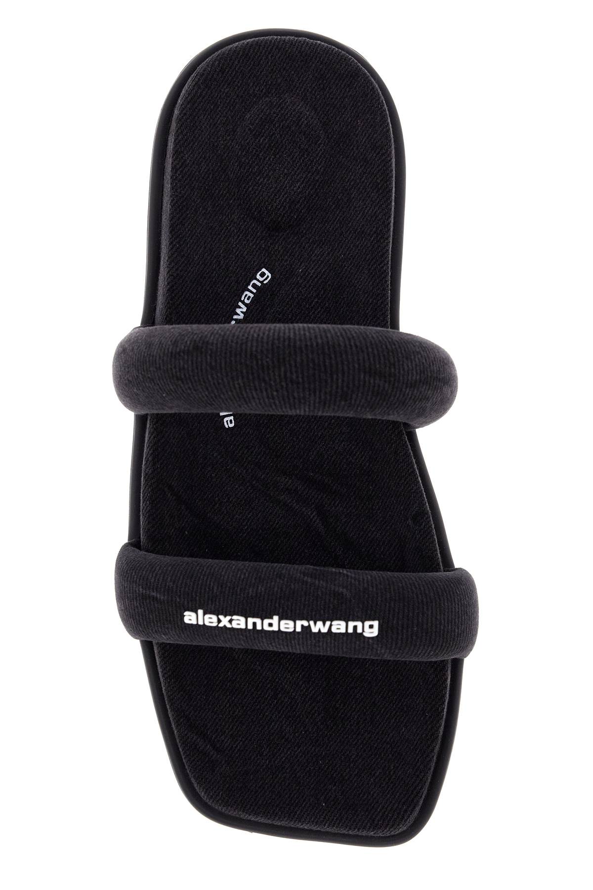 Shop Alexander Wang Denim Jay Slides In Grey Aged (black)