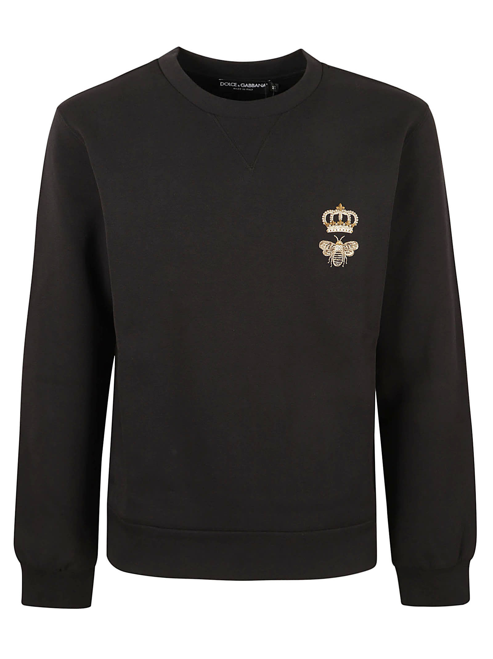 Shop Dolce & Gabbana Crown Bee Embroidered Sweatshirt In Black