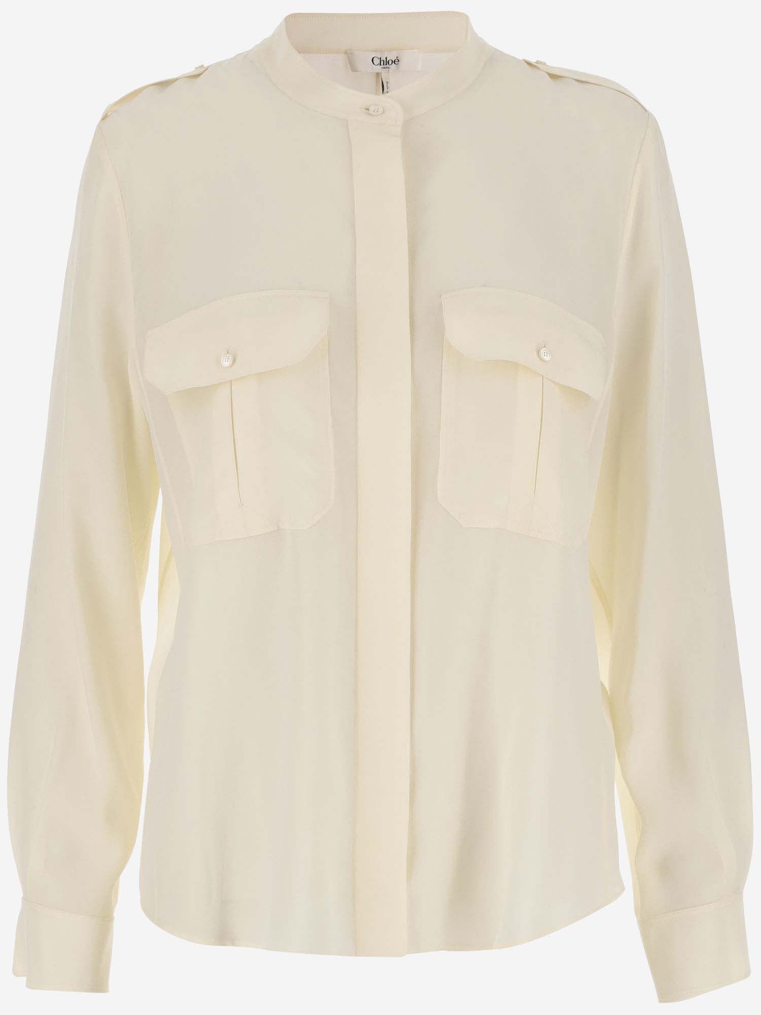 Shop Chloé Silk Crepe De Chine Shirt In Ivory