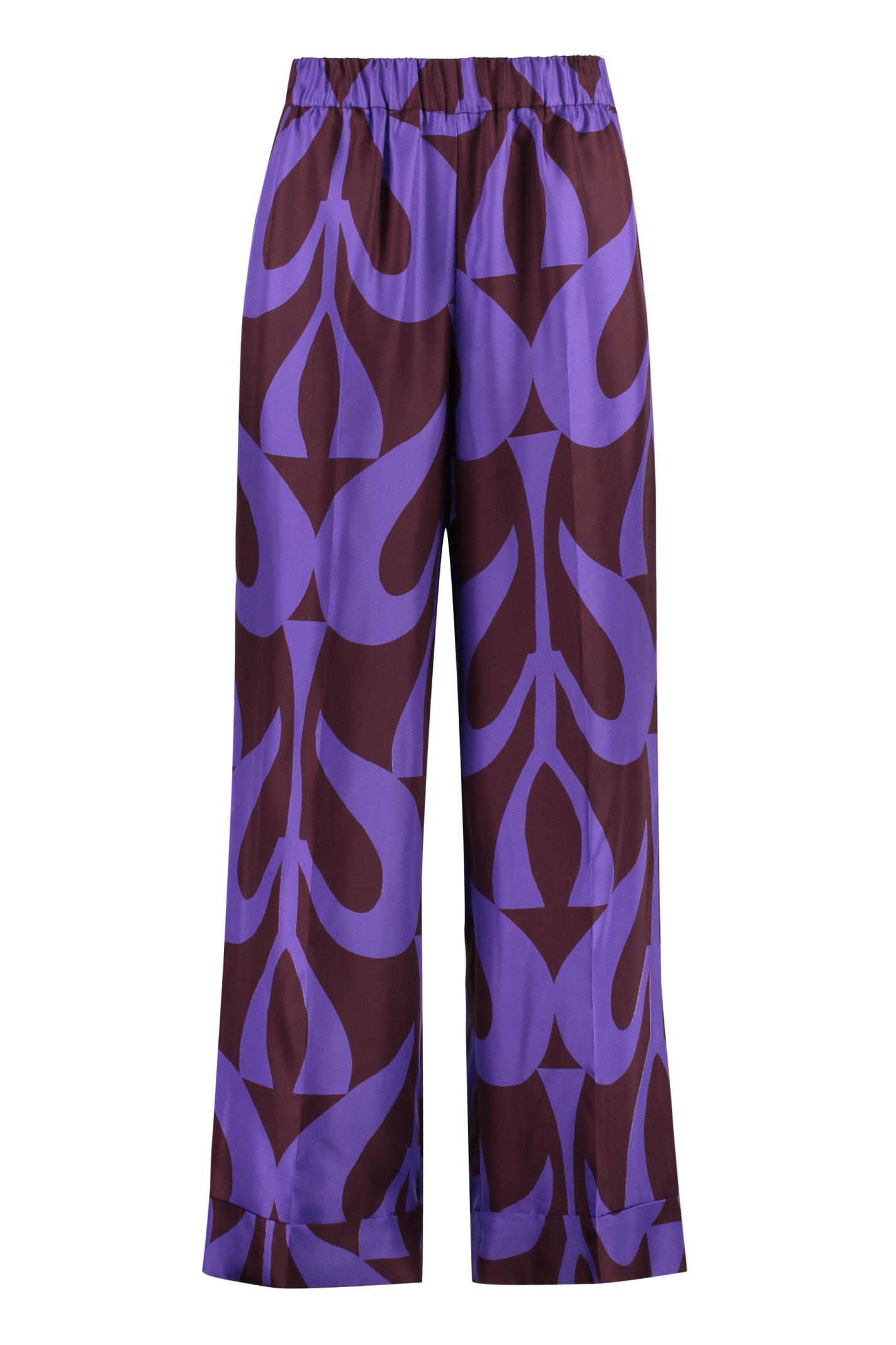 Shop P.a.r.o.s.h Printed Silk Pants In Purple