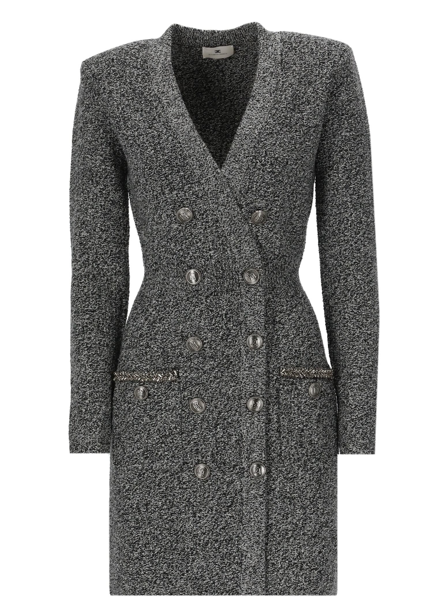 Shop Elisabetta Franchi Wool Dress In Grey