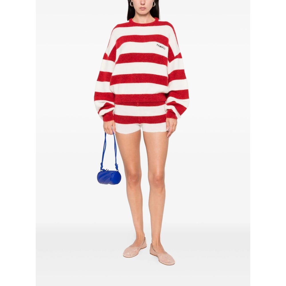 Fiorucci Cropped Sweater With Bold Horizontal Stripes And Embroidered Logo In Multi