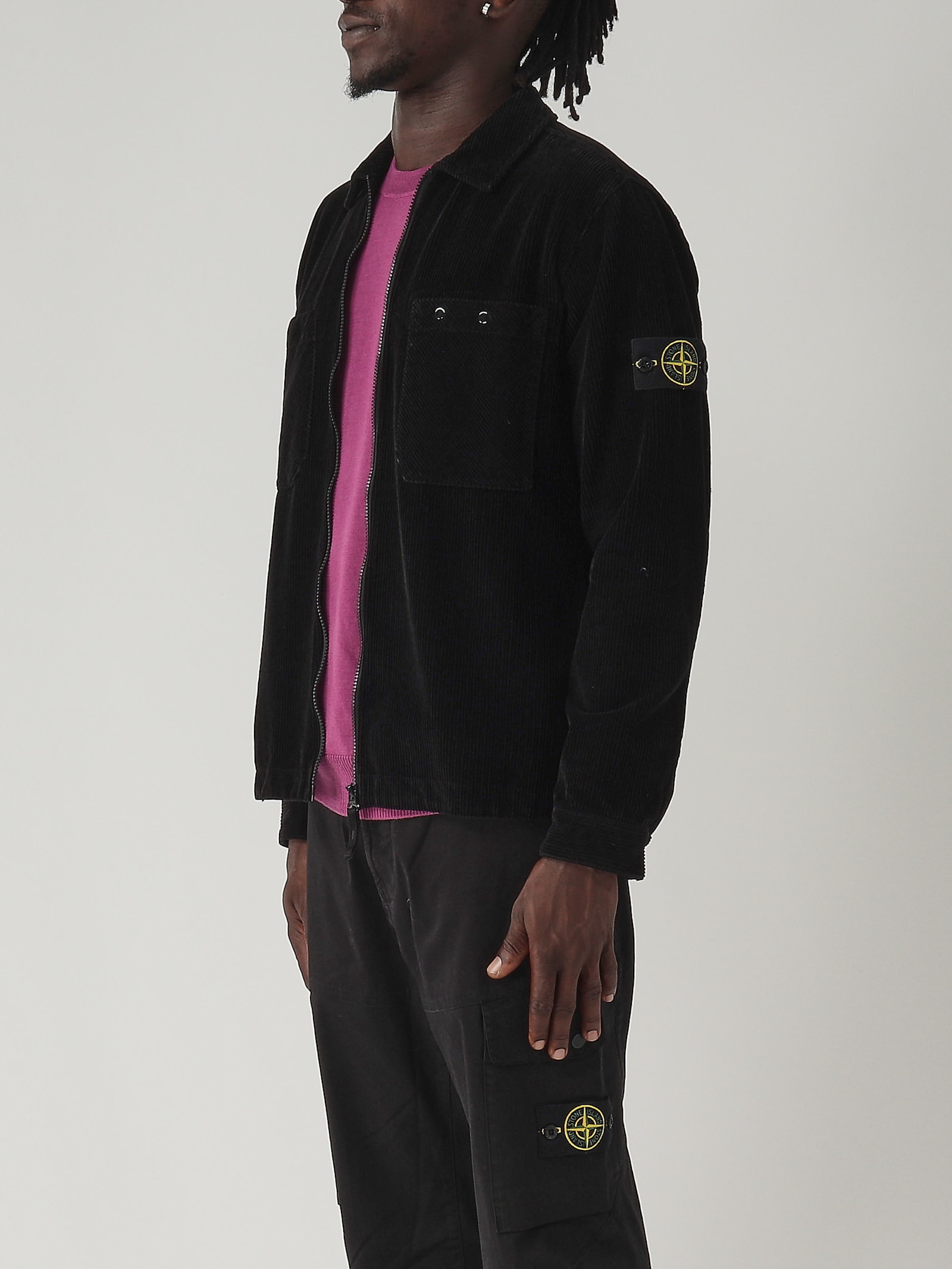 Shop Stone Island Overshirt Shirt In Nero