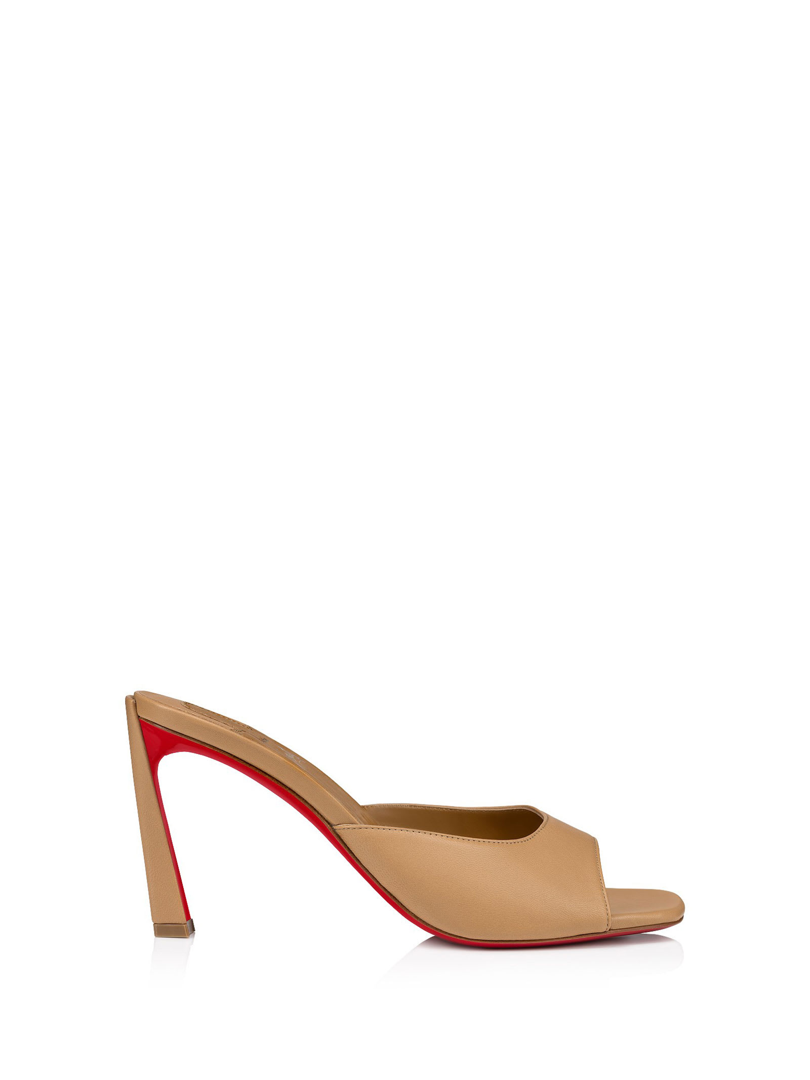 Shop Christian Louboutin Mules Condora In Brown Leather With Heel In Toffee Lin Toffee