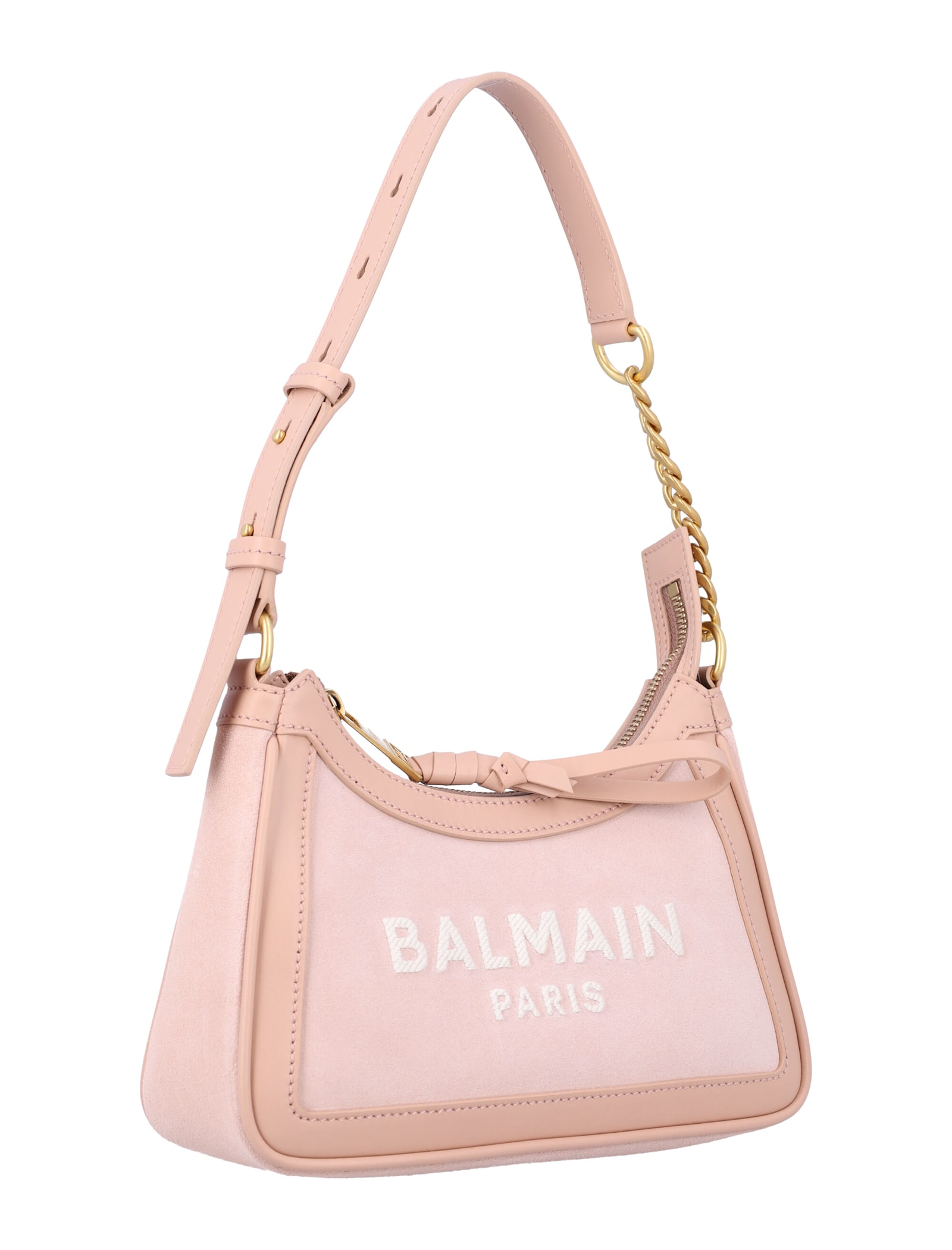 BALMAIN B-ARMY SHOULDER BAG-SUEDE LEATHER&LOGO