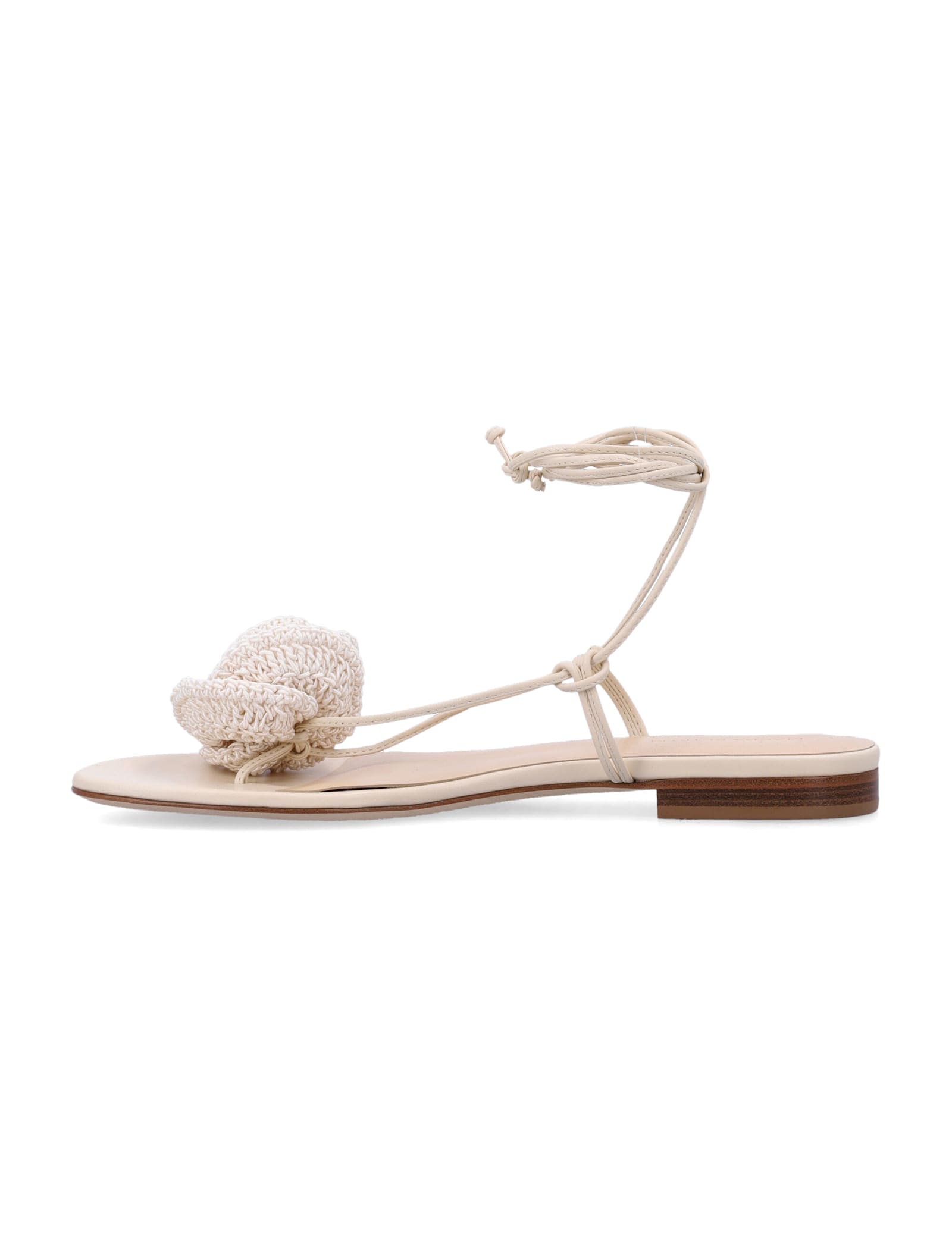 Magda Butrym Flat Sandal Crochet Flowers In Cream