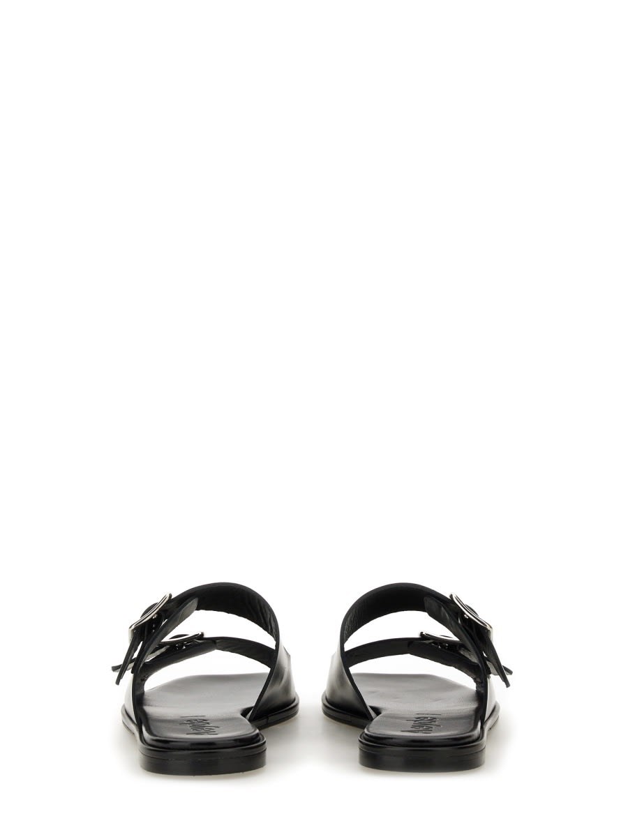 Aeyde Tonya Leather Double Strap Sandals In Black