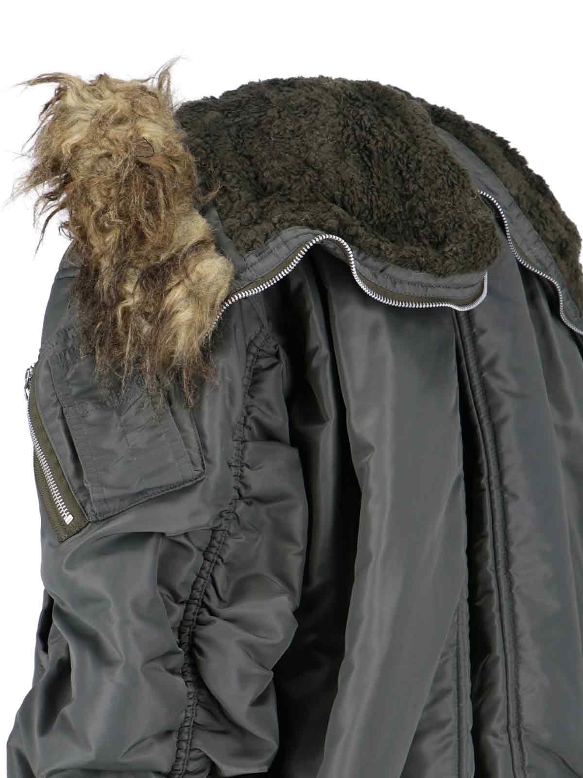 Junya Watanabe Quilted Jacket With Drawstring Hood And Fur Trim In Black