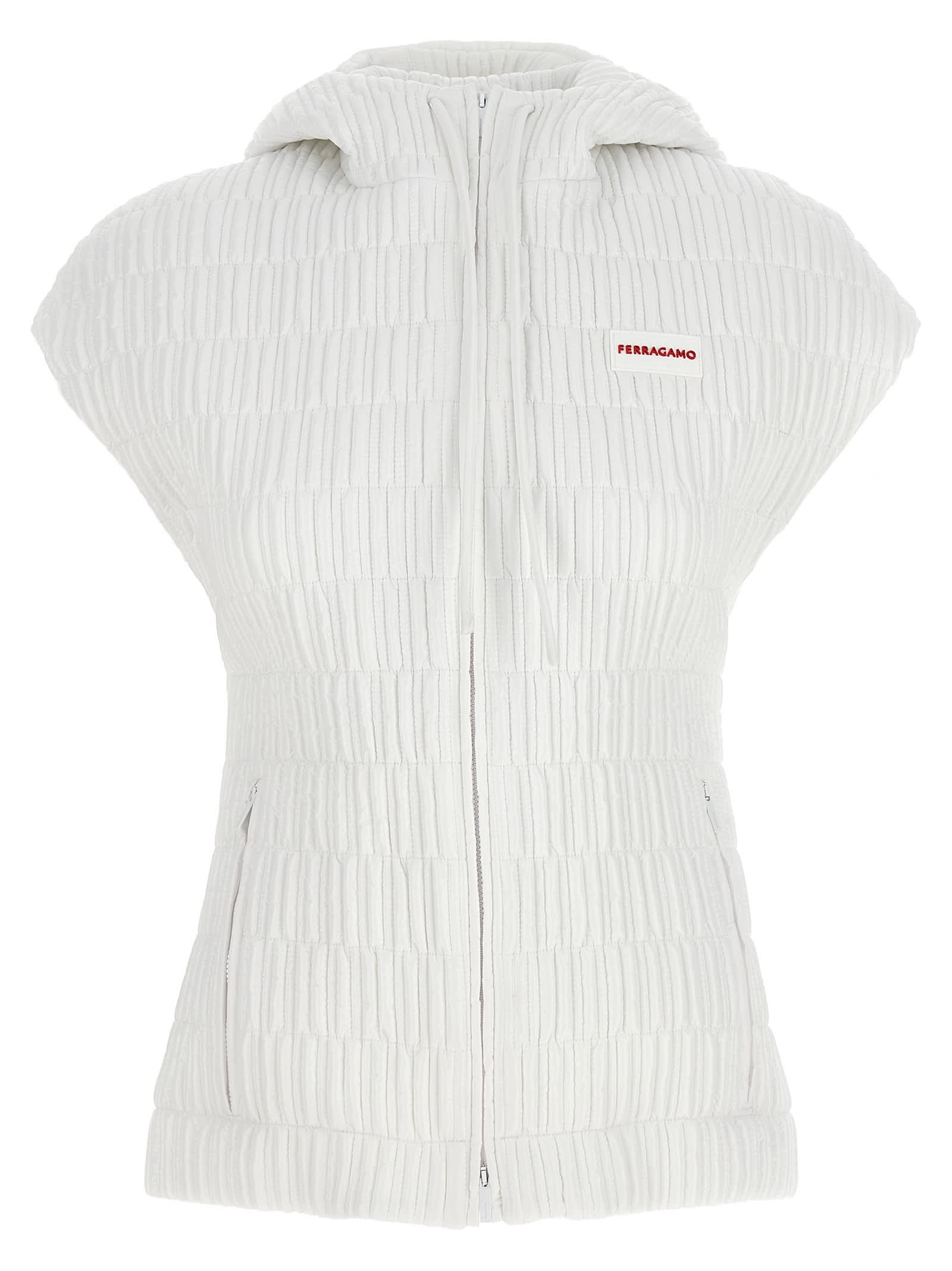 Shop Ferragamo Hooded Vest In White