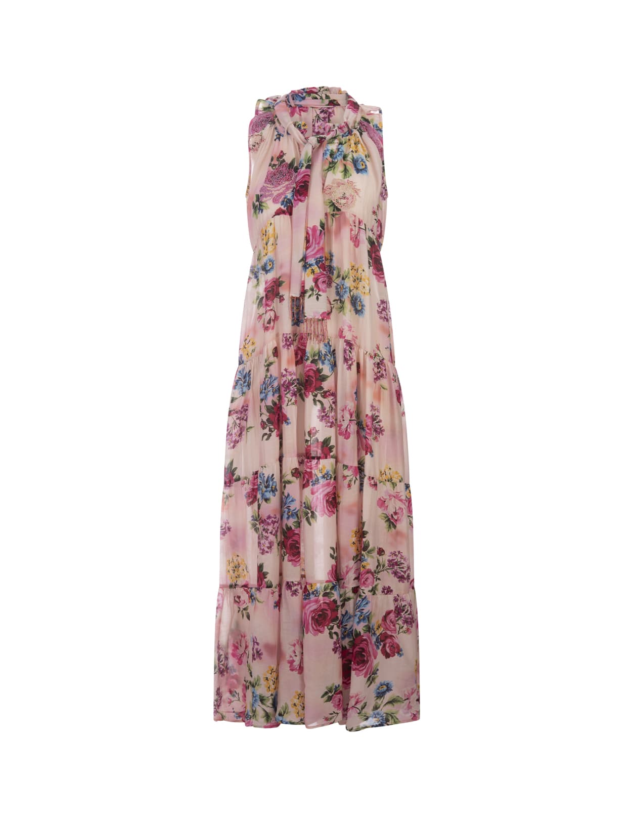 Pink Ludovica Long Dress With Print