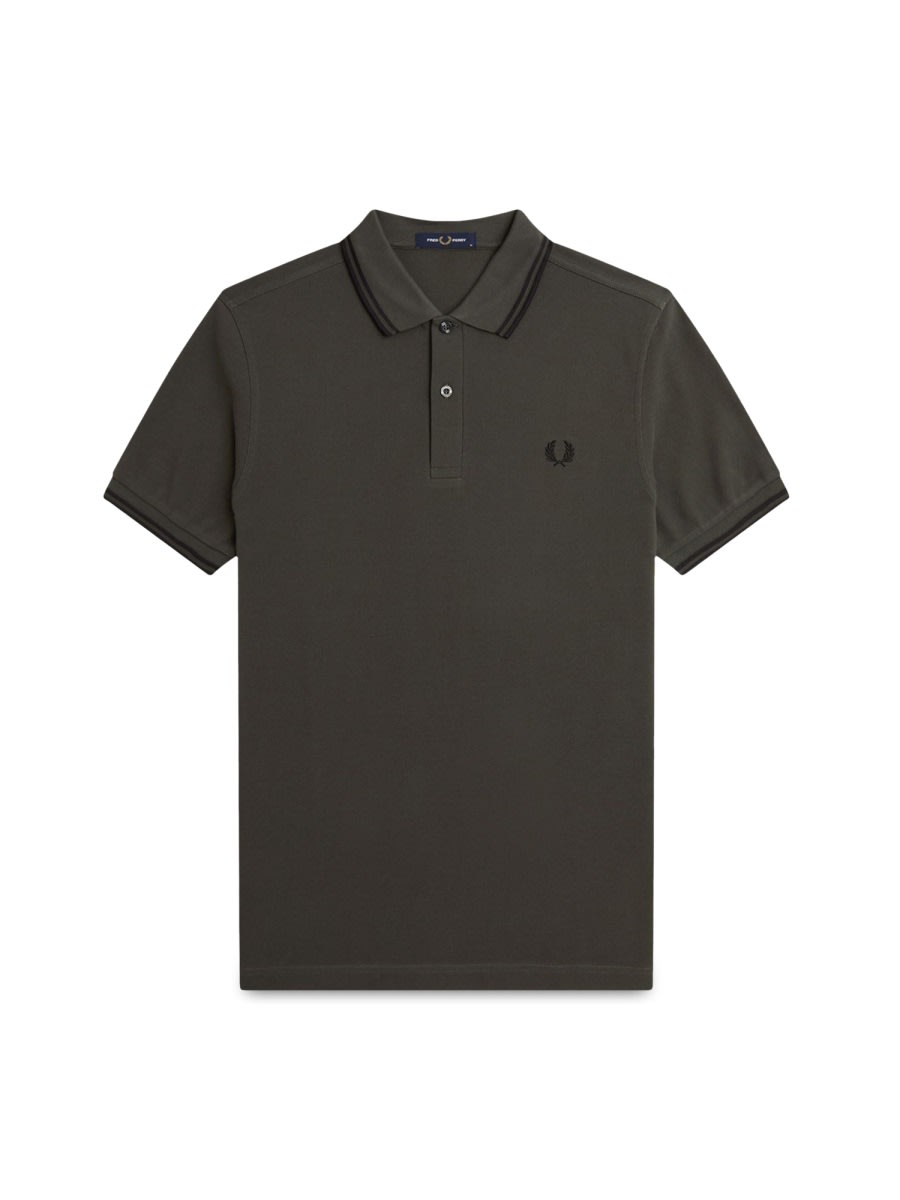 Cotton Pique Polo Shirt With Double Stripe