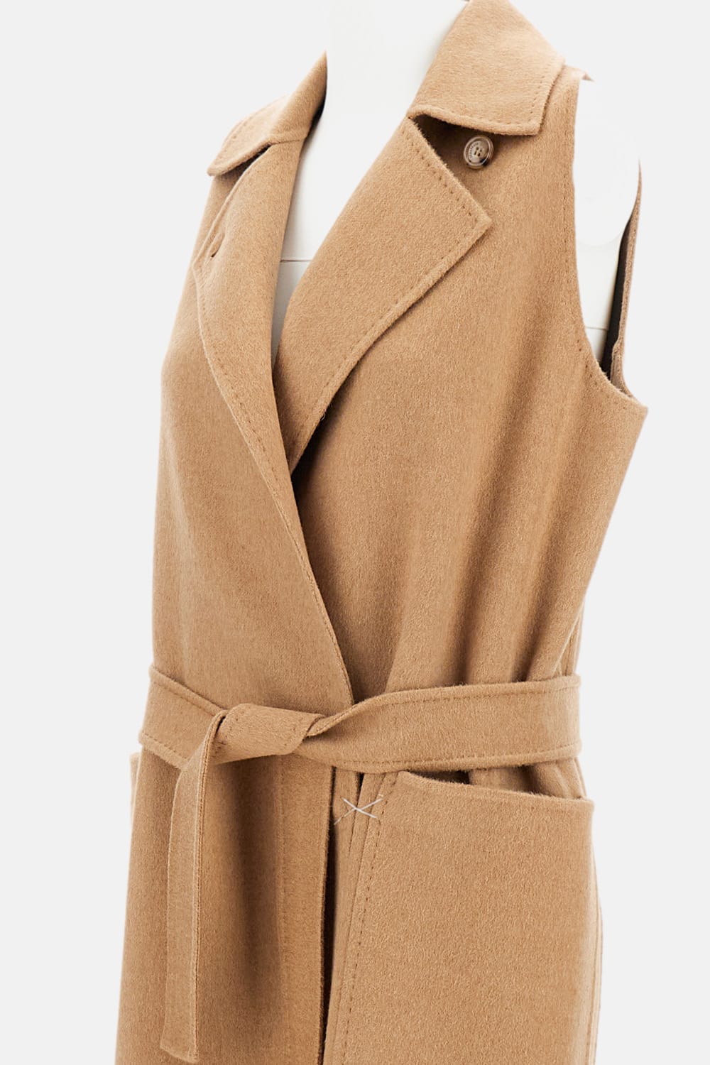 Max Mara Sleeveless Berlina1234 Camel Wool Vest In Nude