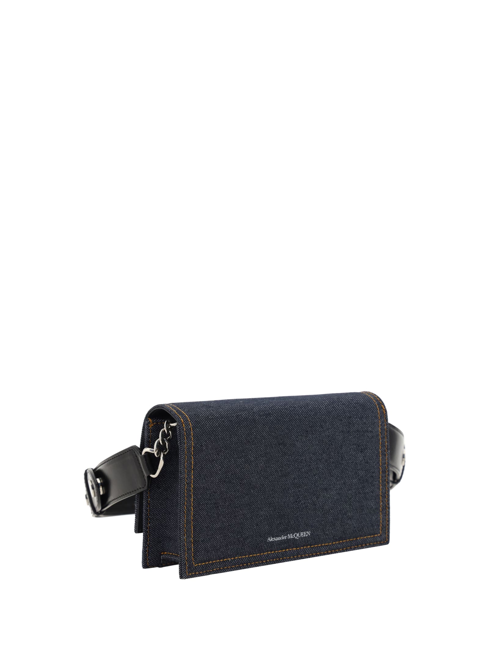 Alexander Mcqueen Skull Shoulder Bag In Denim/black