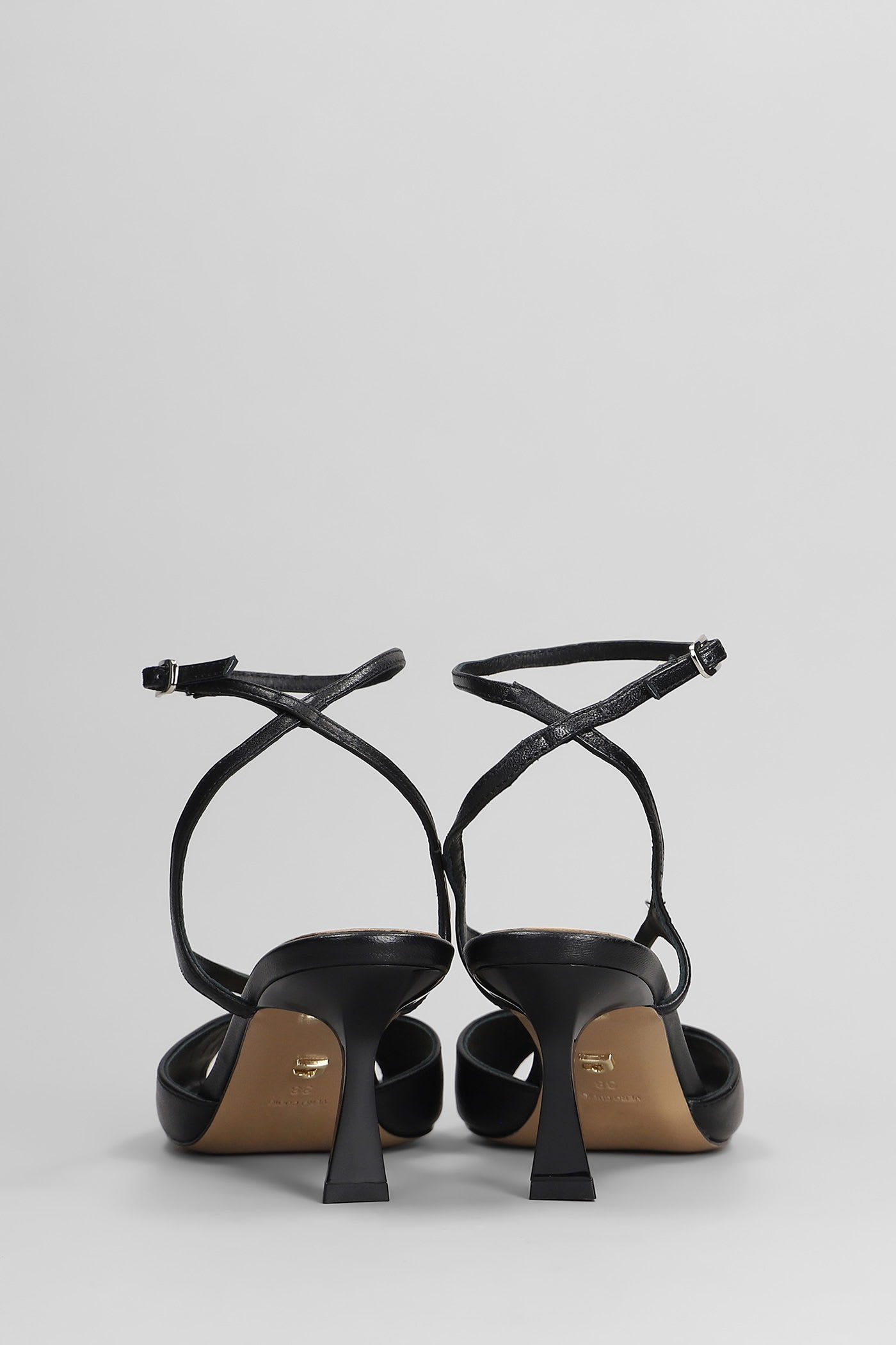 Lola Cruz Streep 65 Sandals In Black Leather In Black