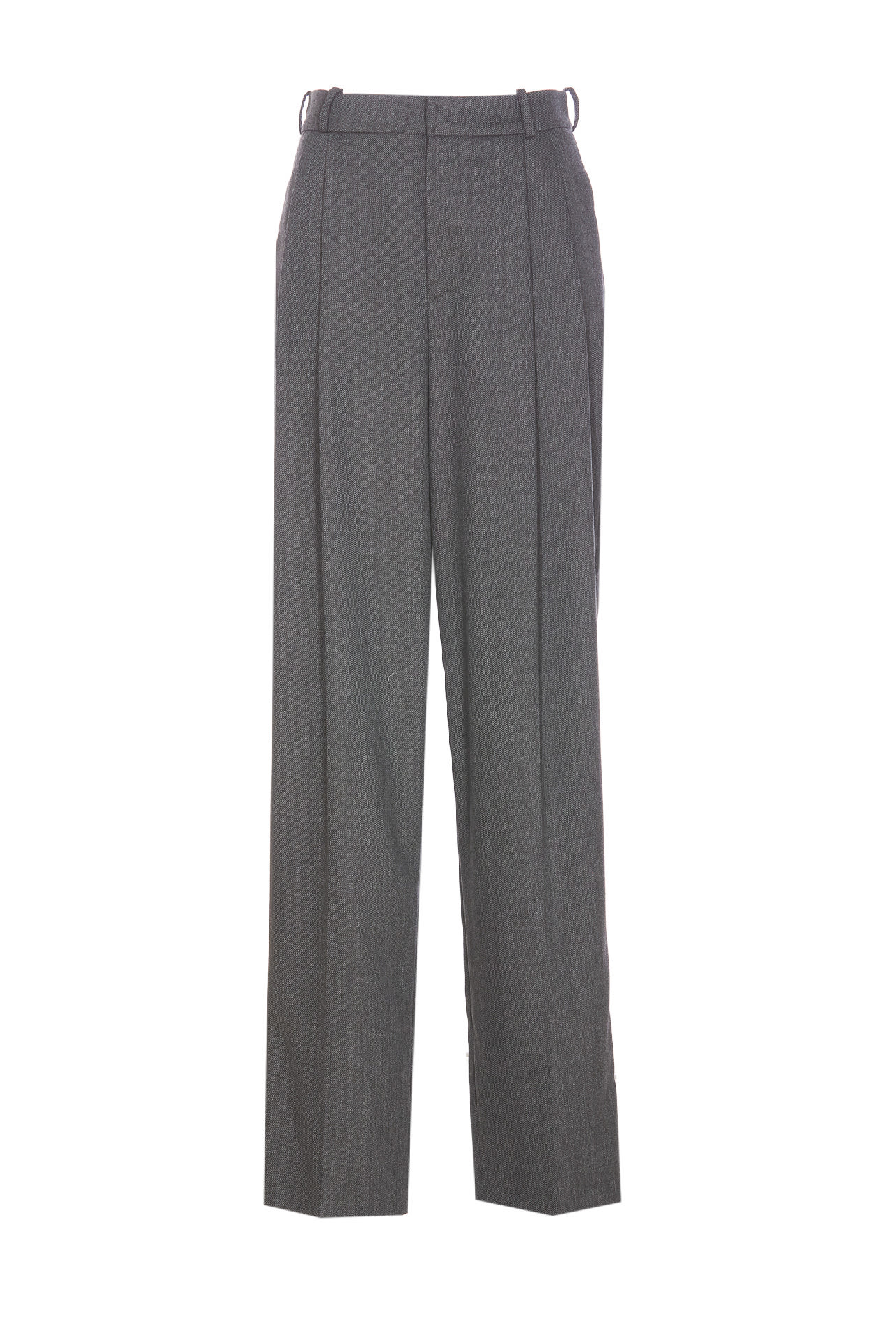 Shop Elisabetta Franchi Wide Leg Trousers With Double Pinces In Grey