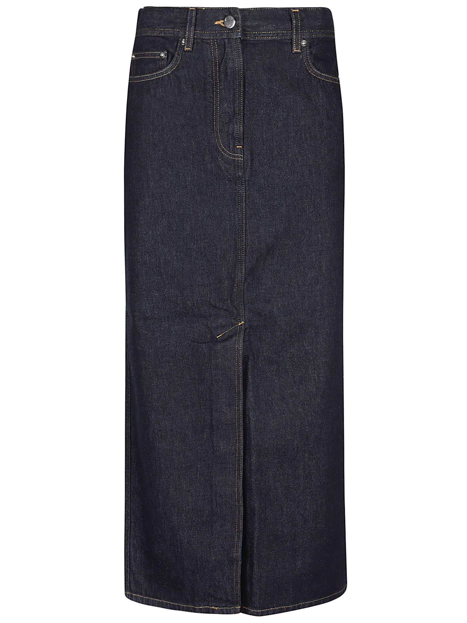 Shop Loulou Studio Rona Denim Long Skirt In Raw Wash