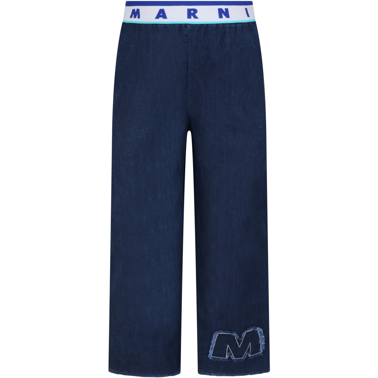 Marni Blue Trouser For Girl With Logos