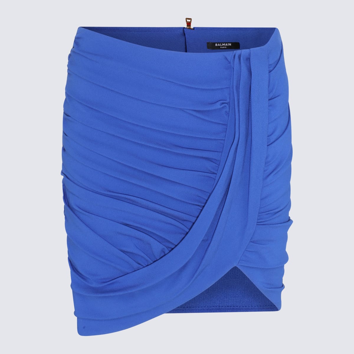 Shop Balmain Blue Viscose Blend Skirt In Bleu Électrique