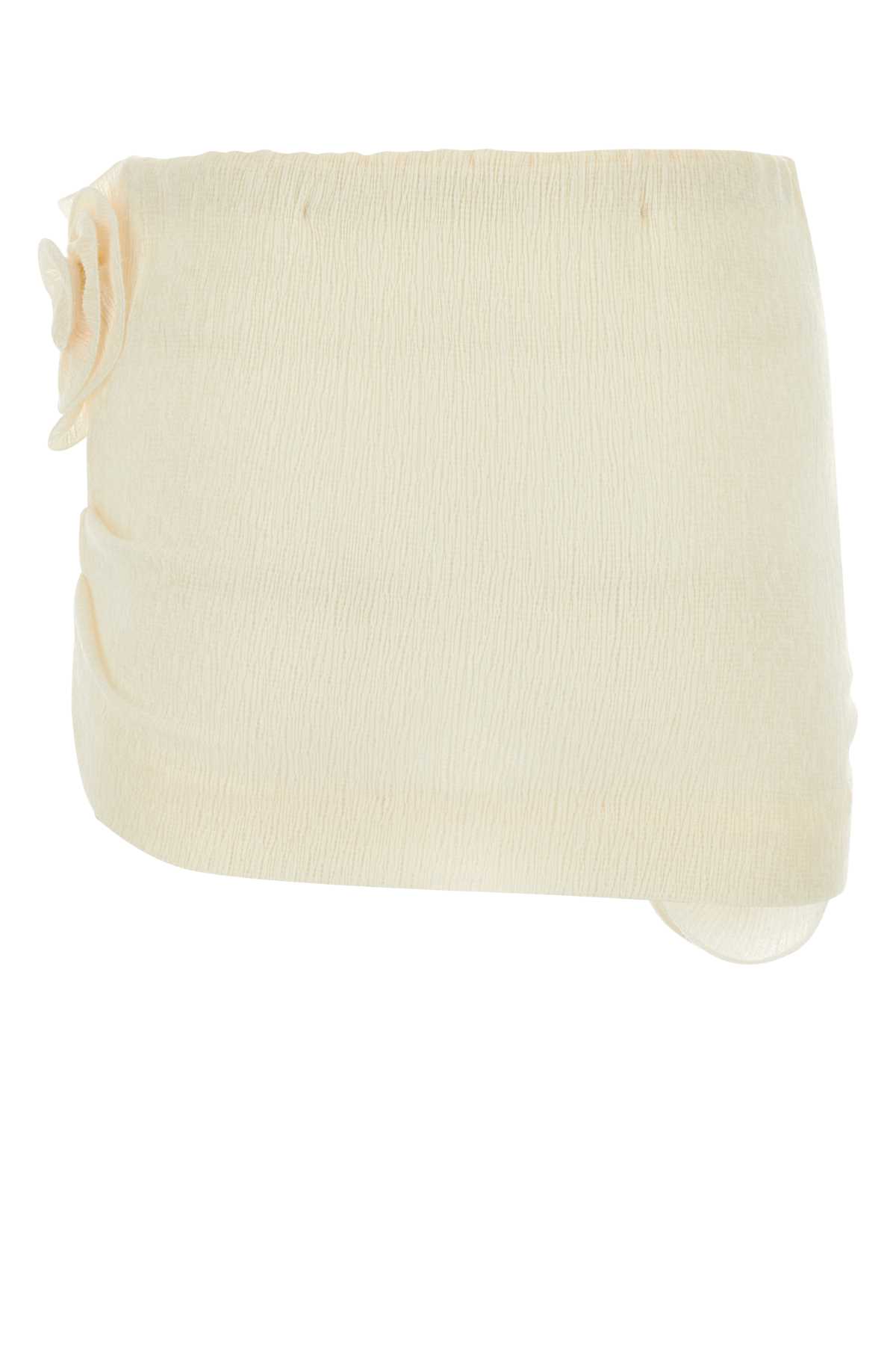 Magda Butrym Draped Mini Skirt Floral Embellishment In Cream