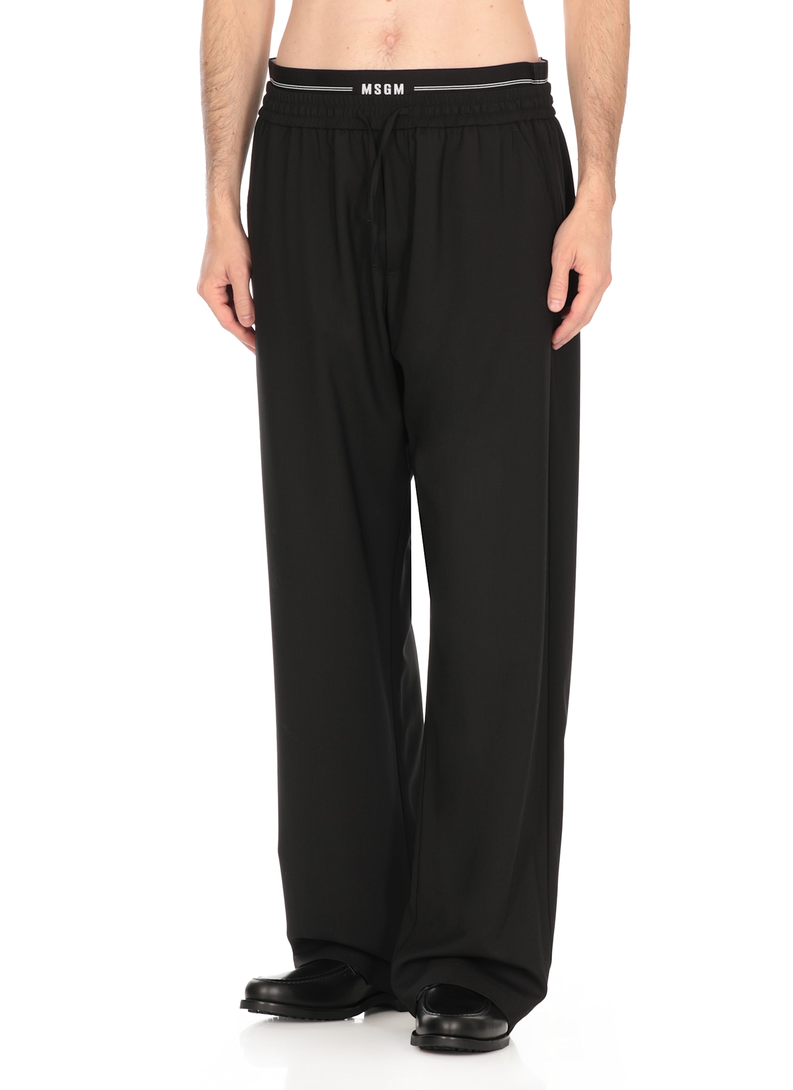 Msgm Belt-loop Casual Pants In Black