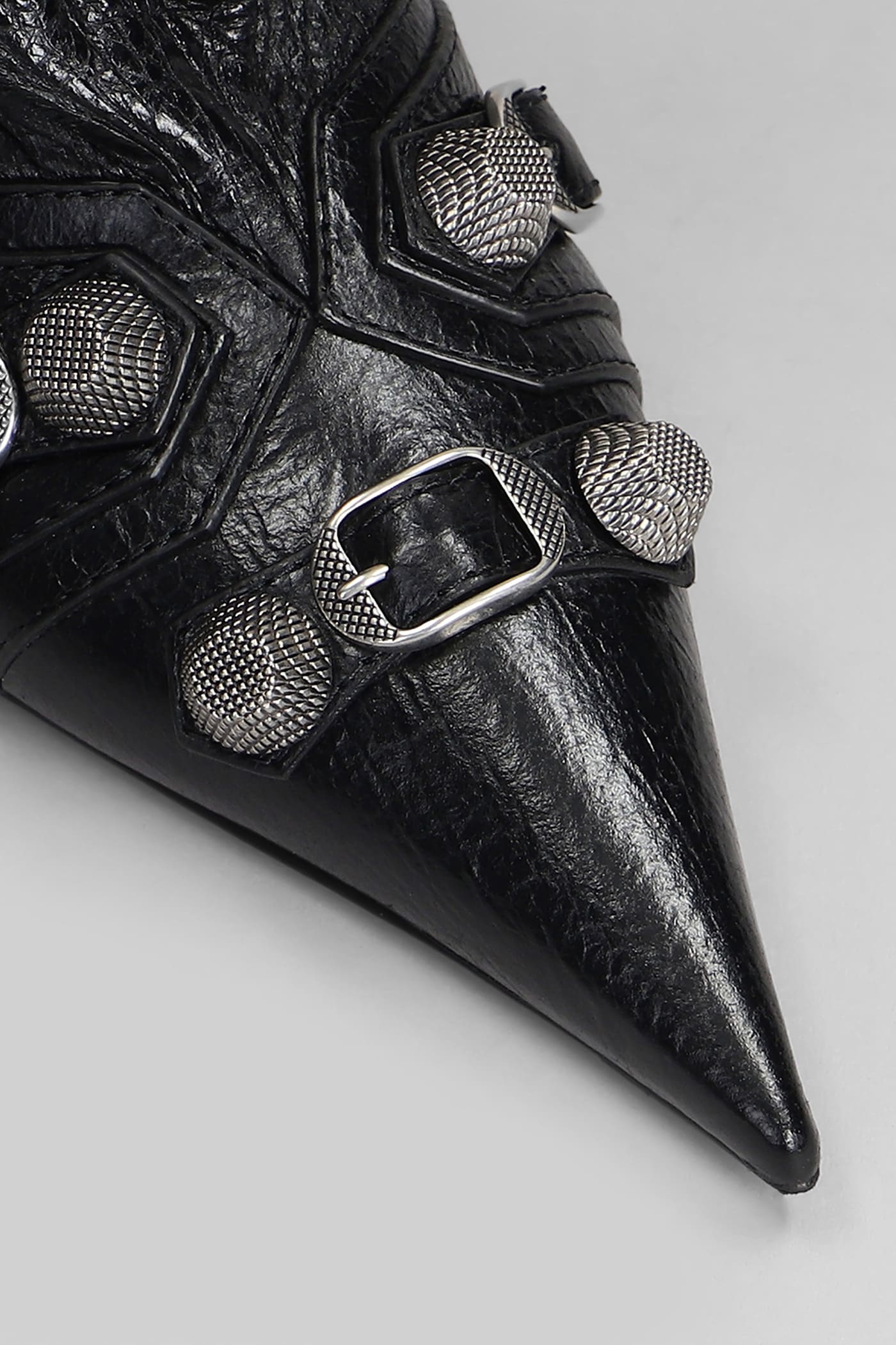 Balenciaga Cagole Wide Boot L50 Low Heels Boots In Black Leather In Black