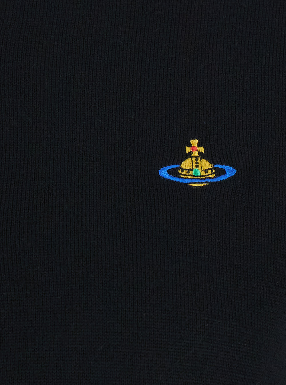 Vivienne Westwood Bea Black Cropped Cardigan With Orb Embroidery In Wool Woman In Black