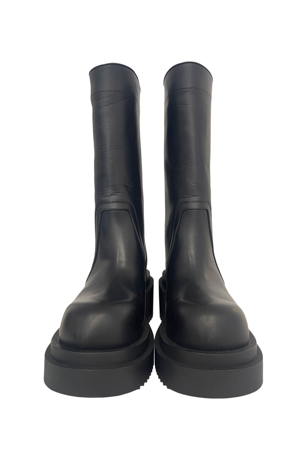Rick Owens Womens Black Pull On Bogun Leather Heeled Knee-high Boots In Black