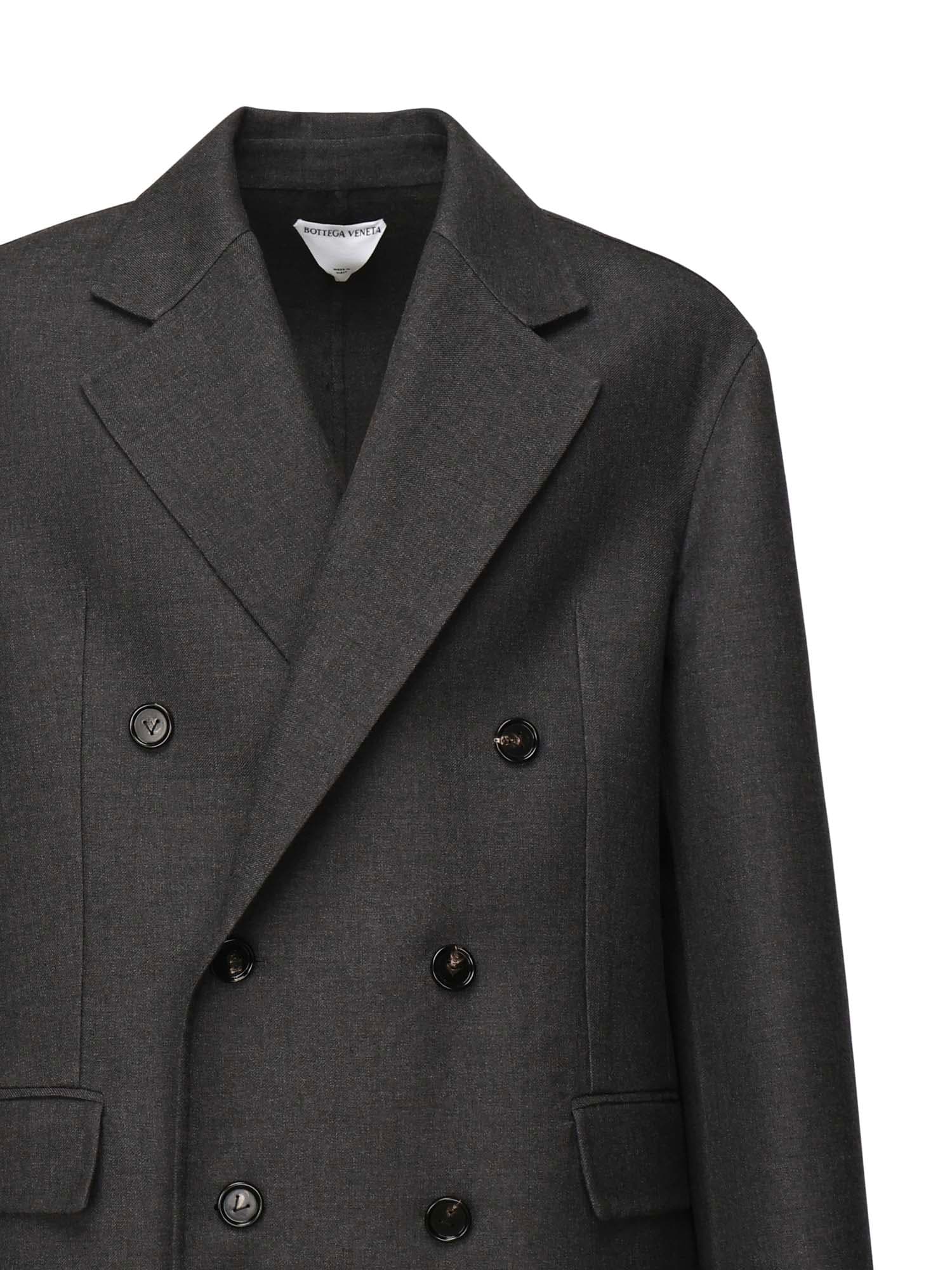 Bottega Veneta Double-layer Wool Coat In Gray